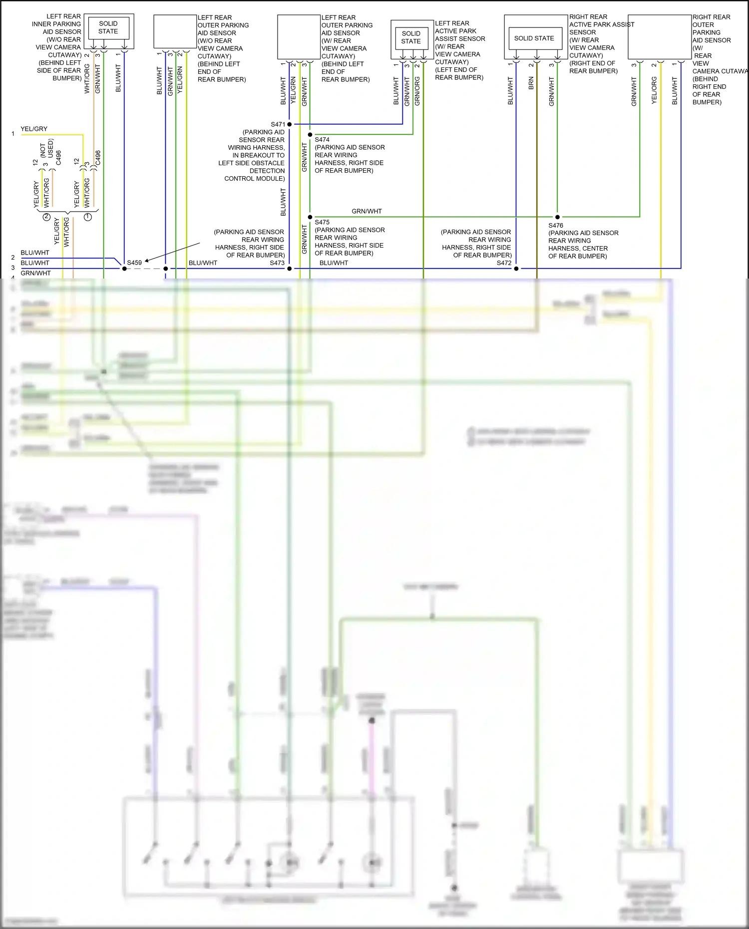 Wiring diagram right rear active park assist sensor for Ford Transit T8 (2023-2024) (2 of 3)