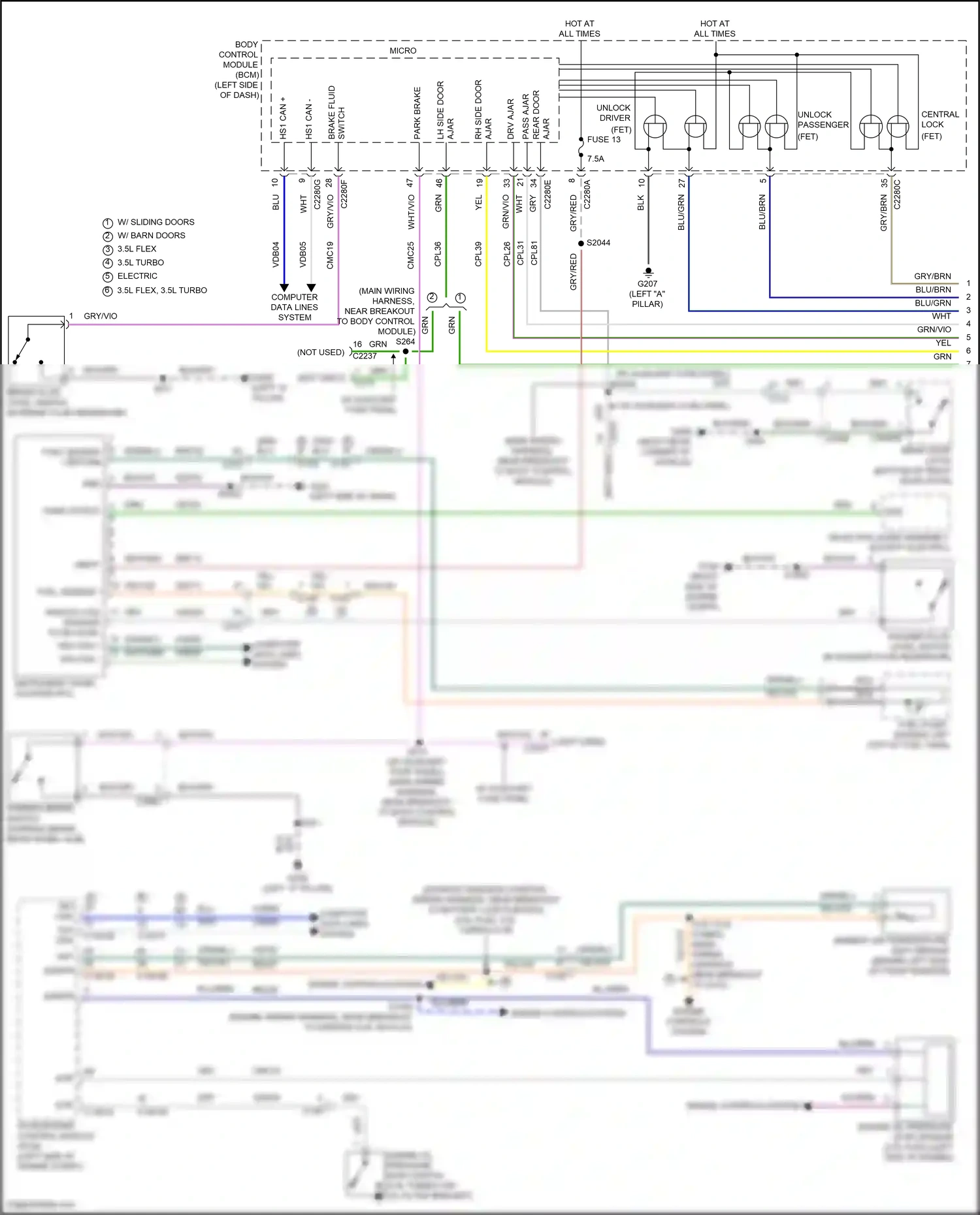 Wiring diagram washer fluid level switch for Ford Transit T8 (2023-2024) (2 of 3)