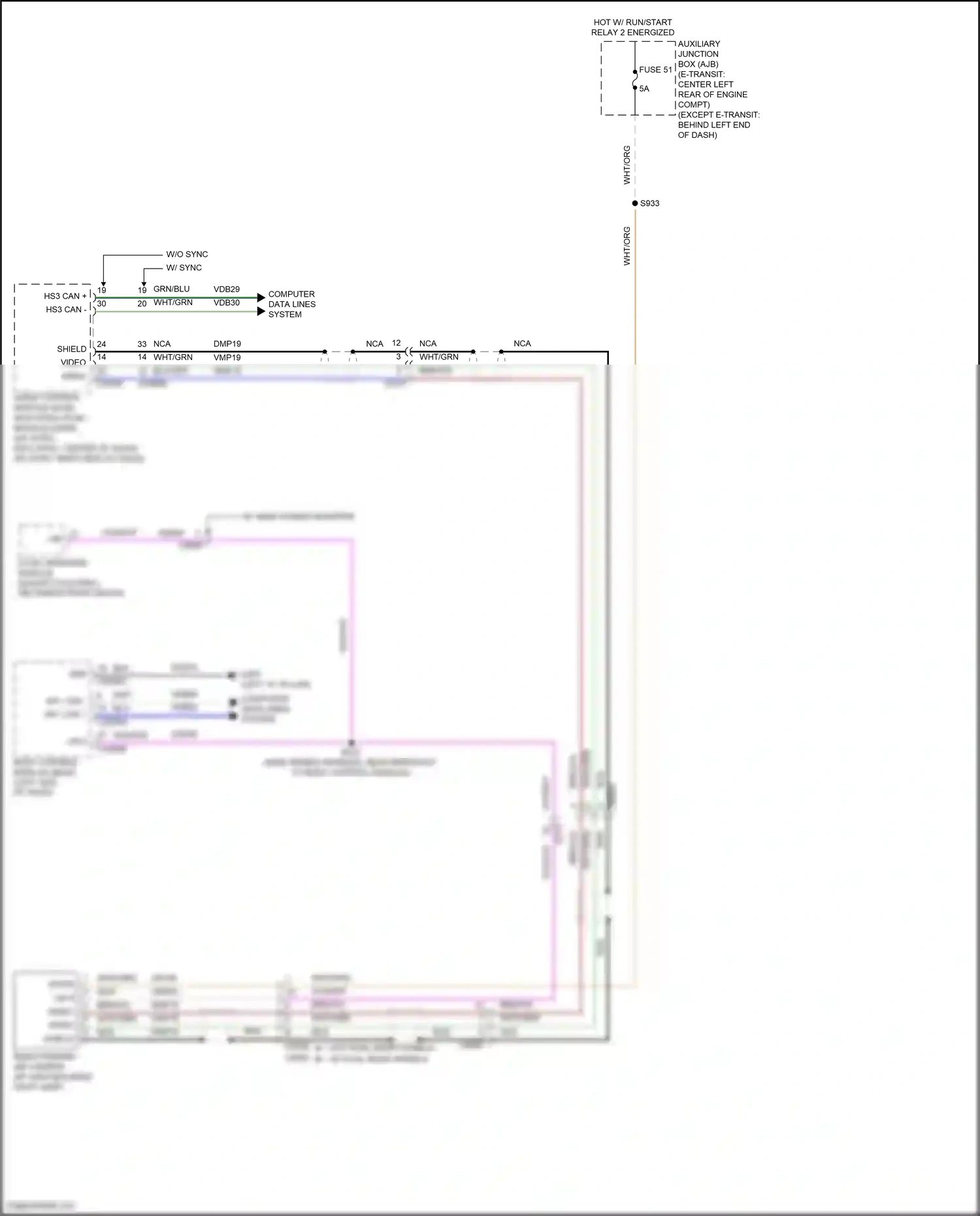 Wiring diagram w/o sync w/ sync for Ford Transit T8 (2023-2024) (2 of 4)