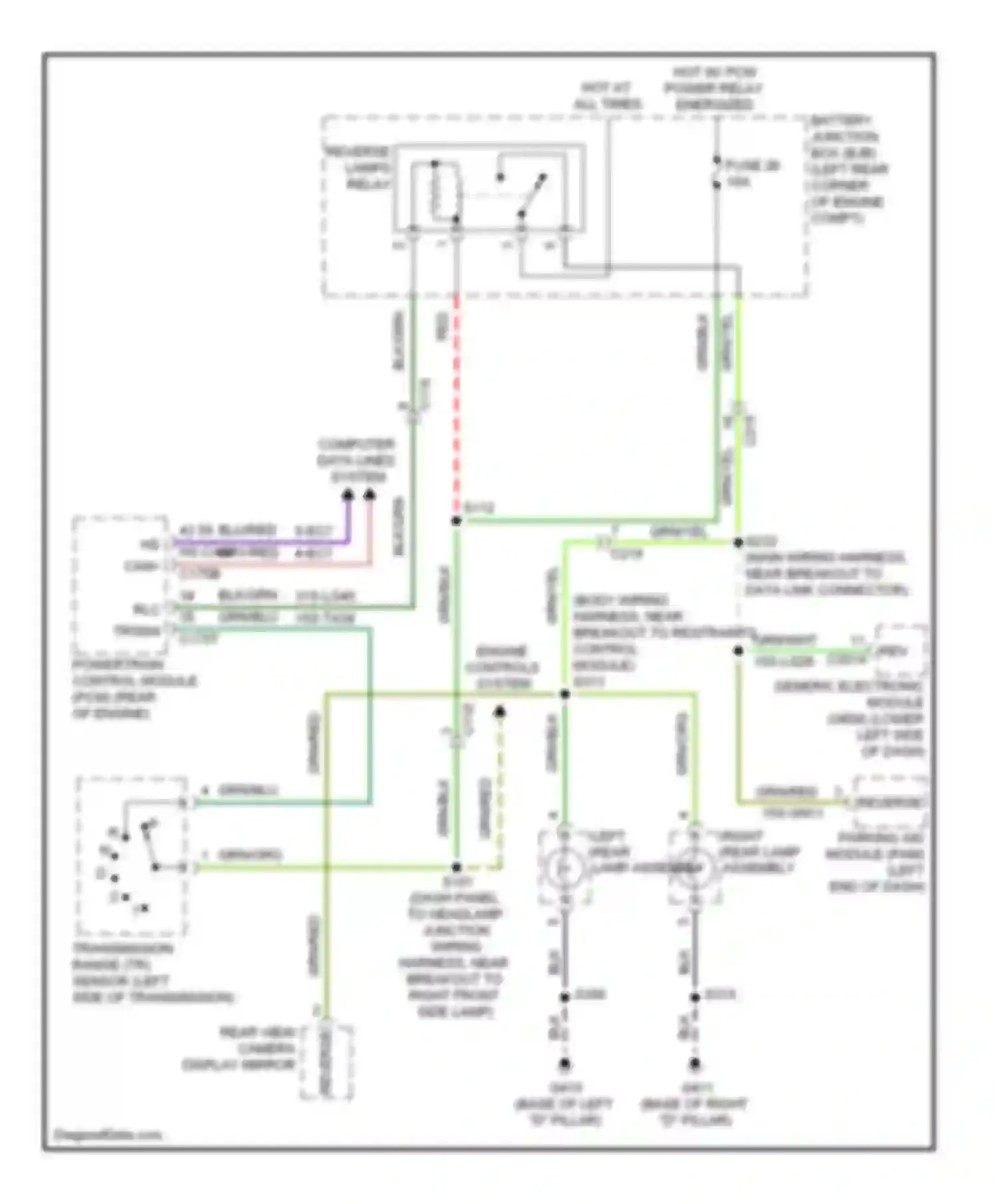 Transit Ford VII (2006-2013): Backup lamps circuit