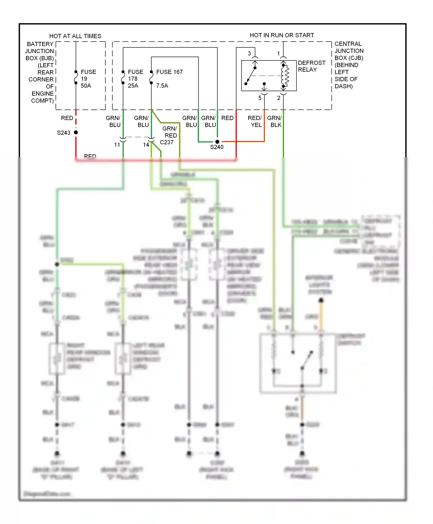 Wiring diagram defrost relay for Ford Transit VII (2006-2013) (1 of 1)