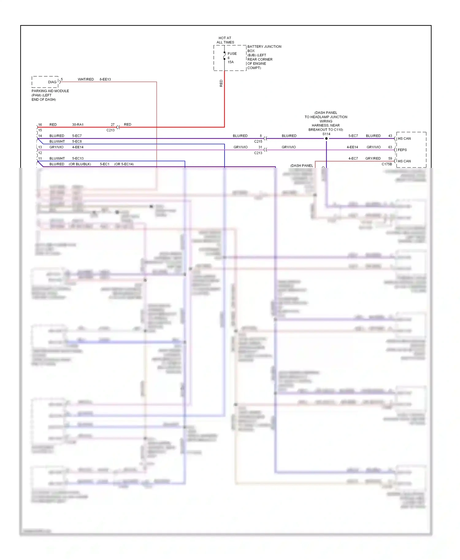 Ford Transit VII (2006-2013) (left kick panel) wiring diagram  (2 of 18)