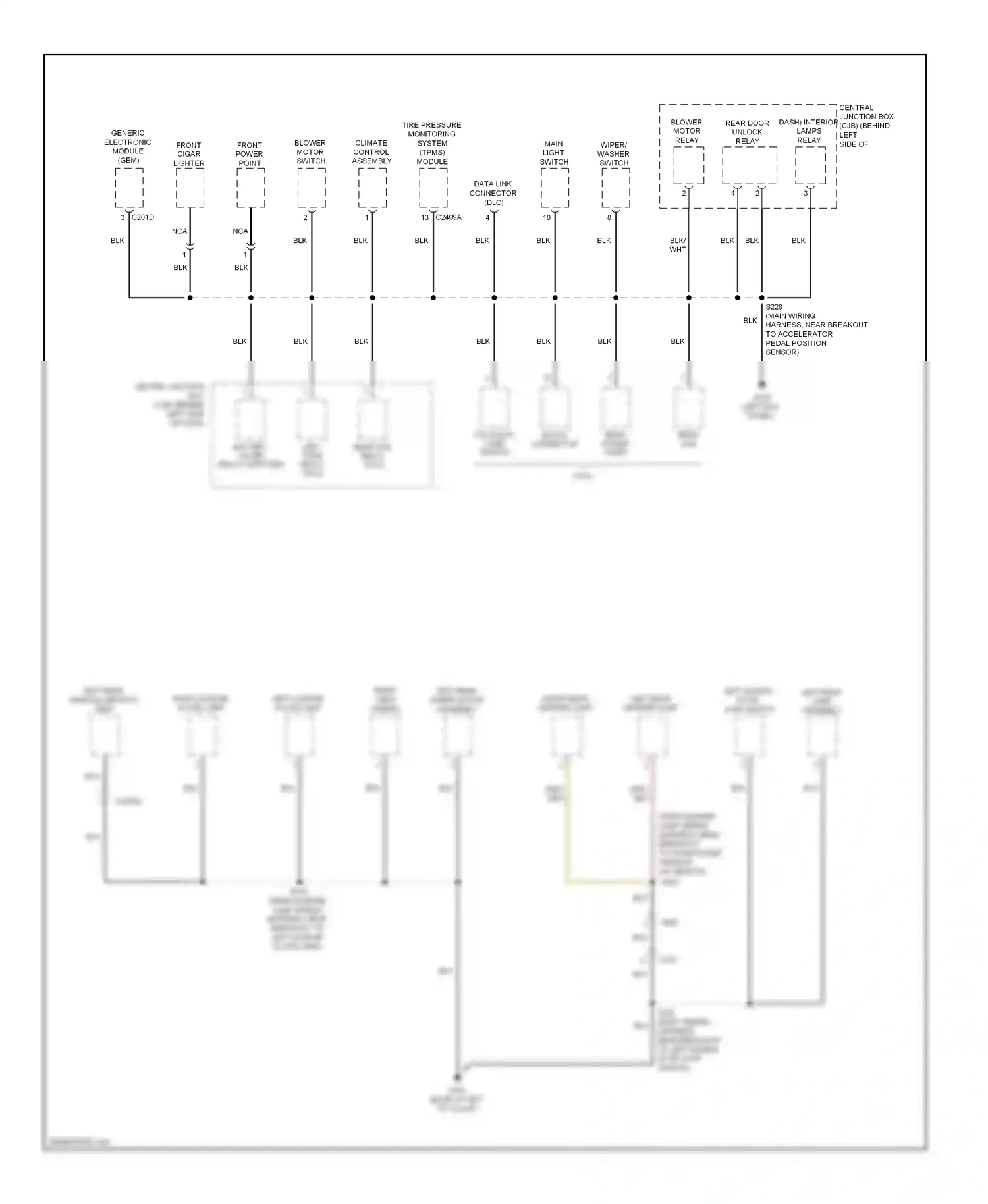 Wiring diagram left rear marker lamp for Ford Transit VII (2006-2013) (2 of 2)