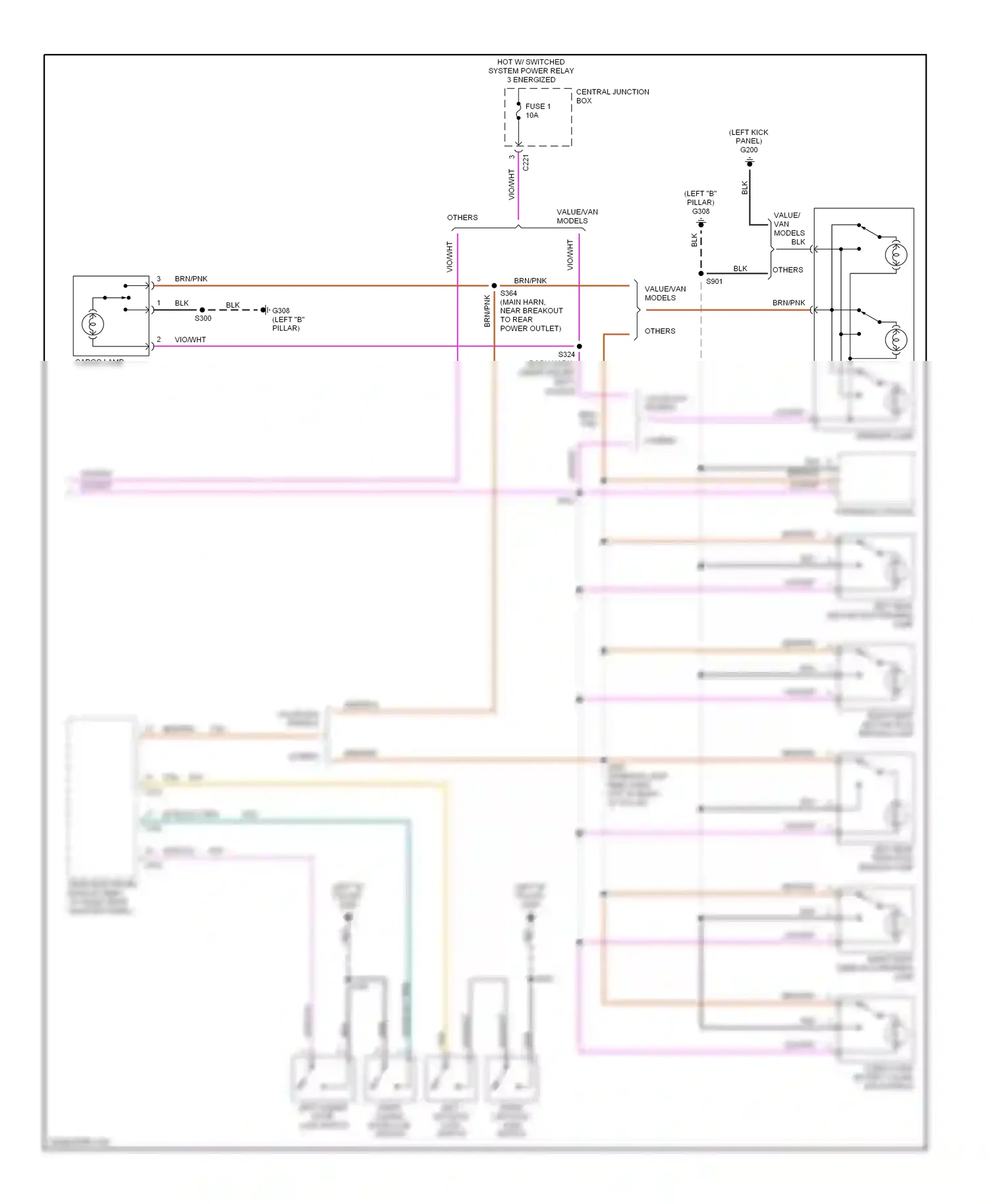 Wiring diagram brn/pnk for Ford Windstar I (1994-2003) (2 of 11)