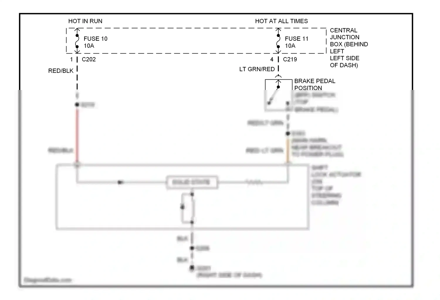 Wiring diagram fuse 10 for Ford Windstar I (1994-2003) (7 of 7)