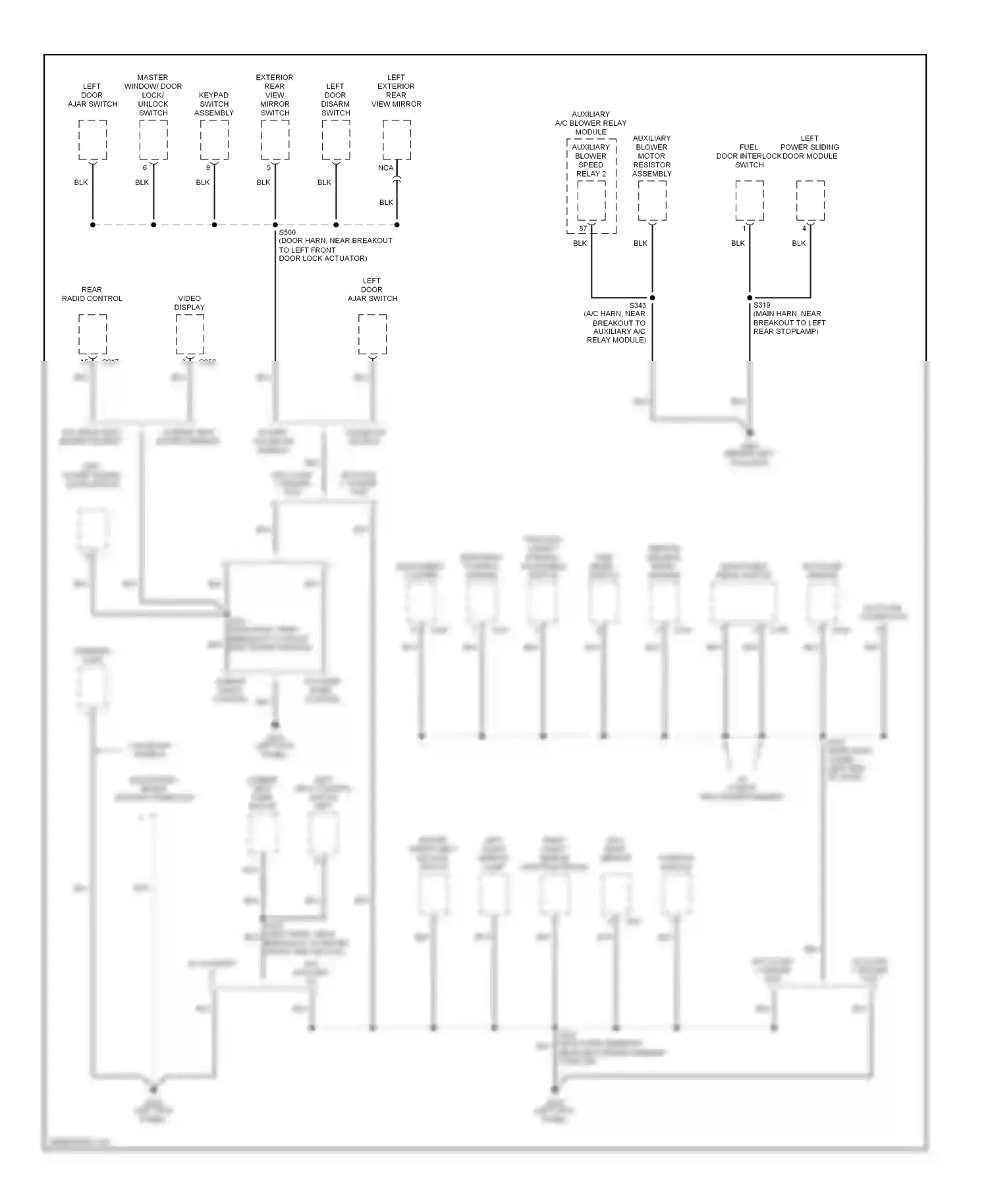 Wiring diagram left door ajar switch for Ford Windstar I (1994-2003) (2 of 3)