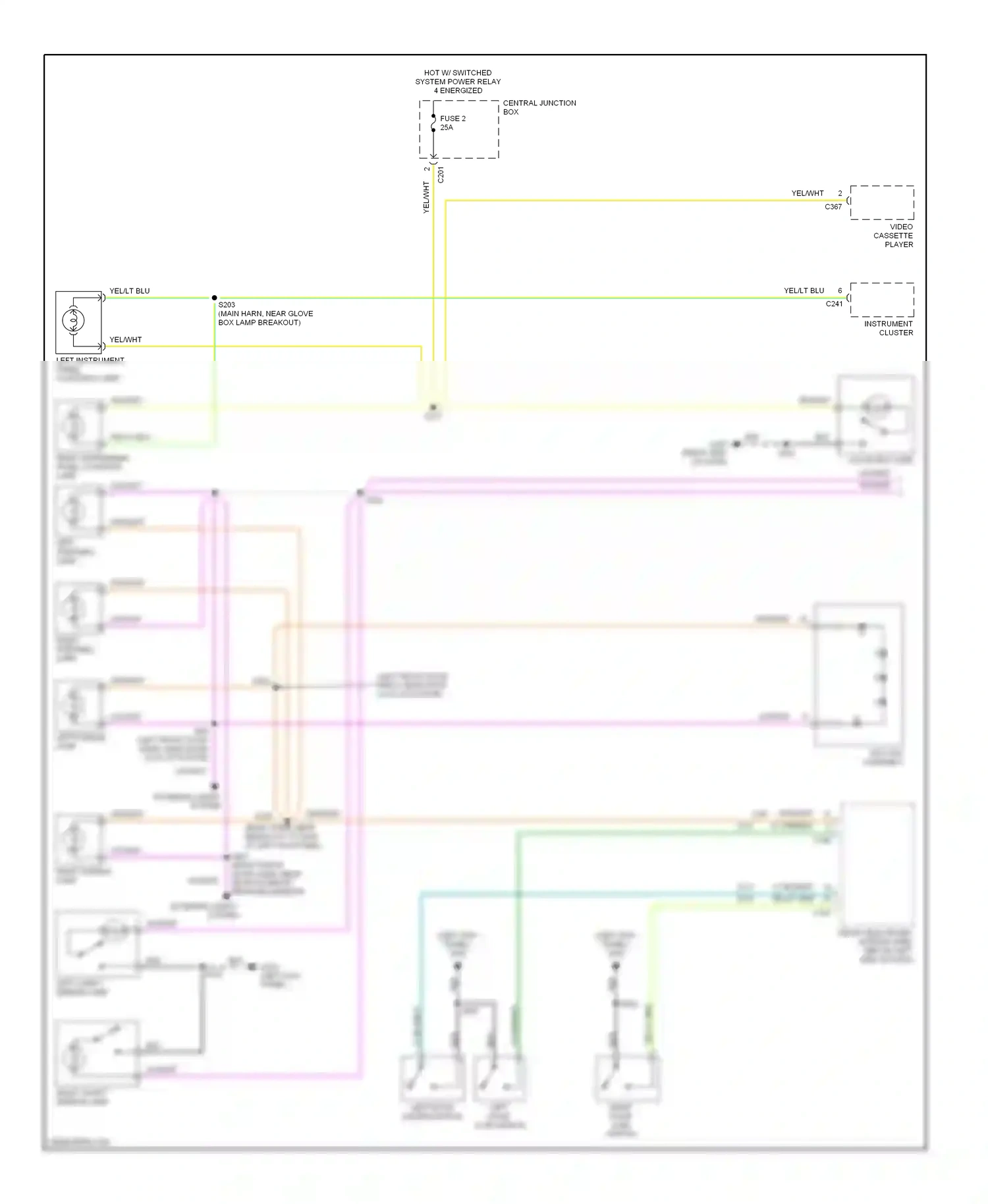 Wiring diagram left instrument panel courtesy lamp for Ford Windstar I (1994-2003) (1 of 1)