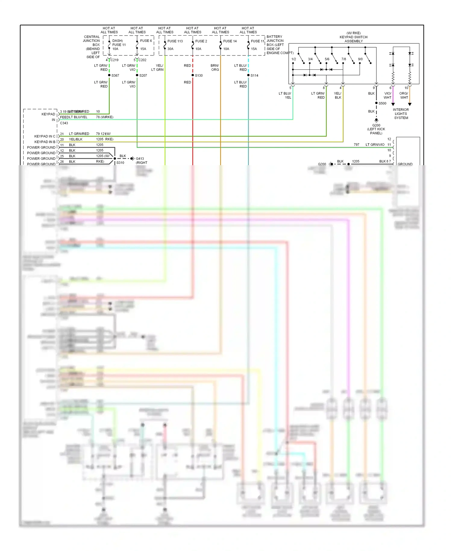 Ford Windstar I (1994-2003) (left kick panel) wiring diagram  (17 of 24)