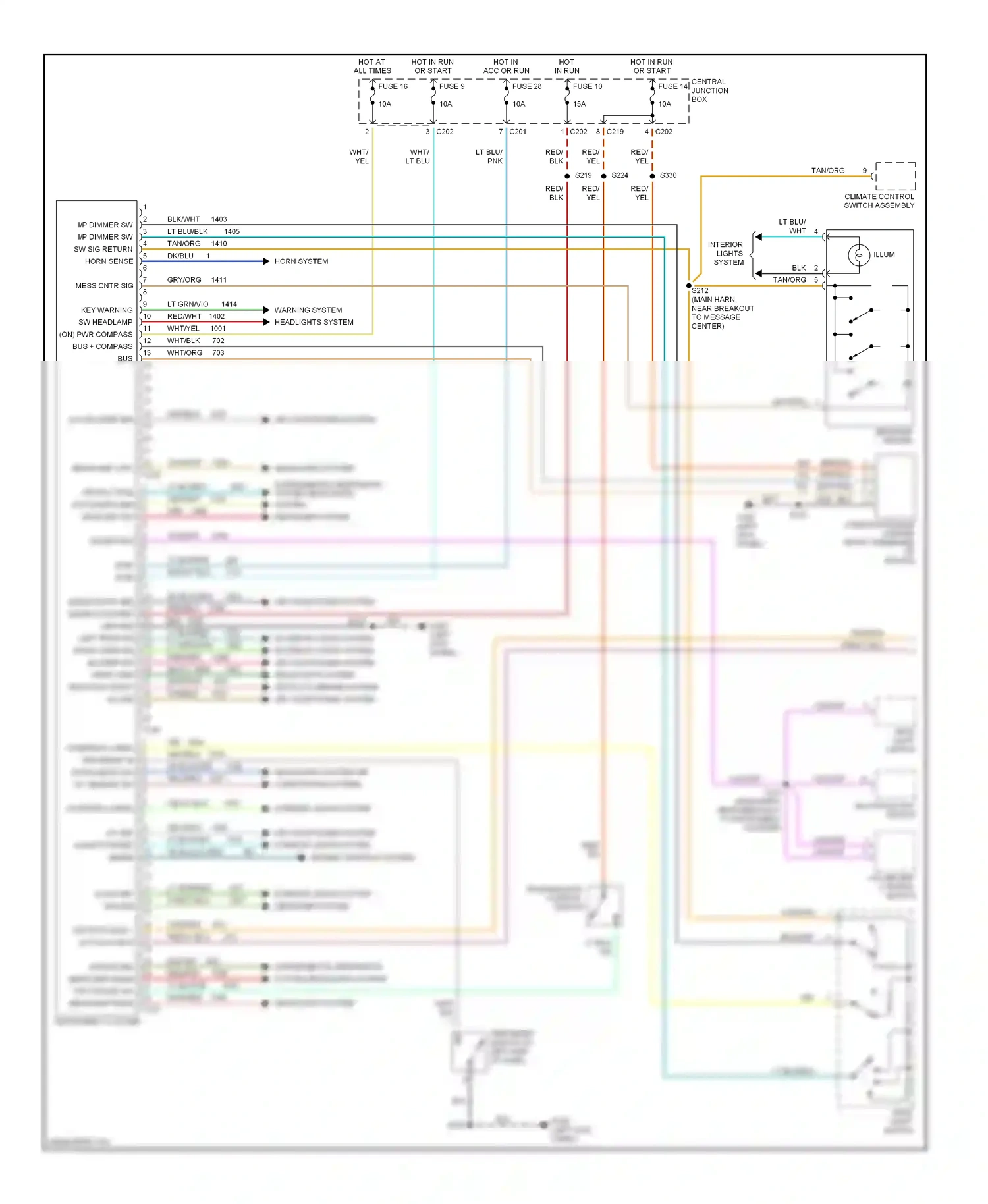 Ford Windstar I (1994-2003) (left kick panel) wiring diagram  (10 of 24)