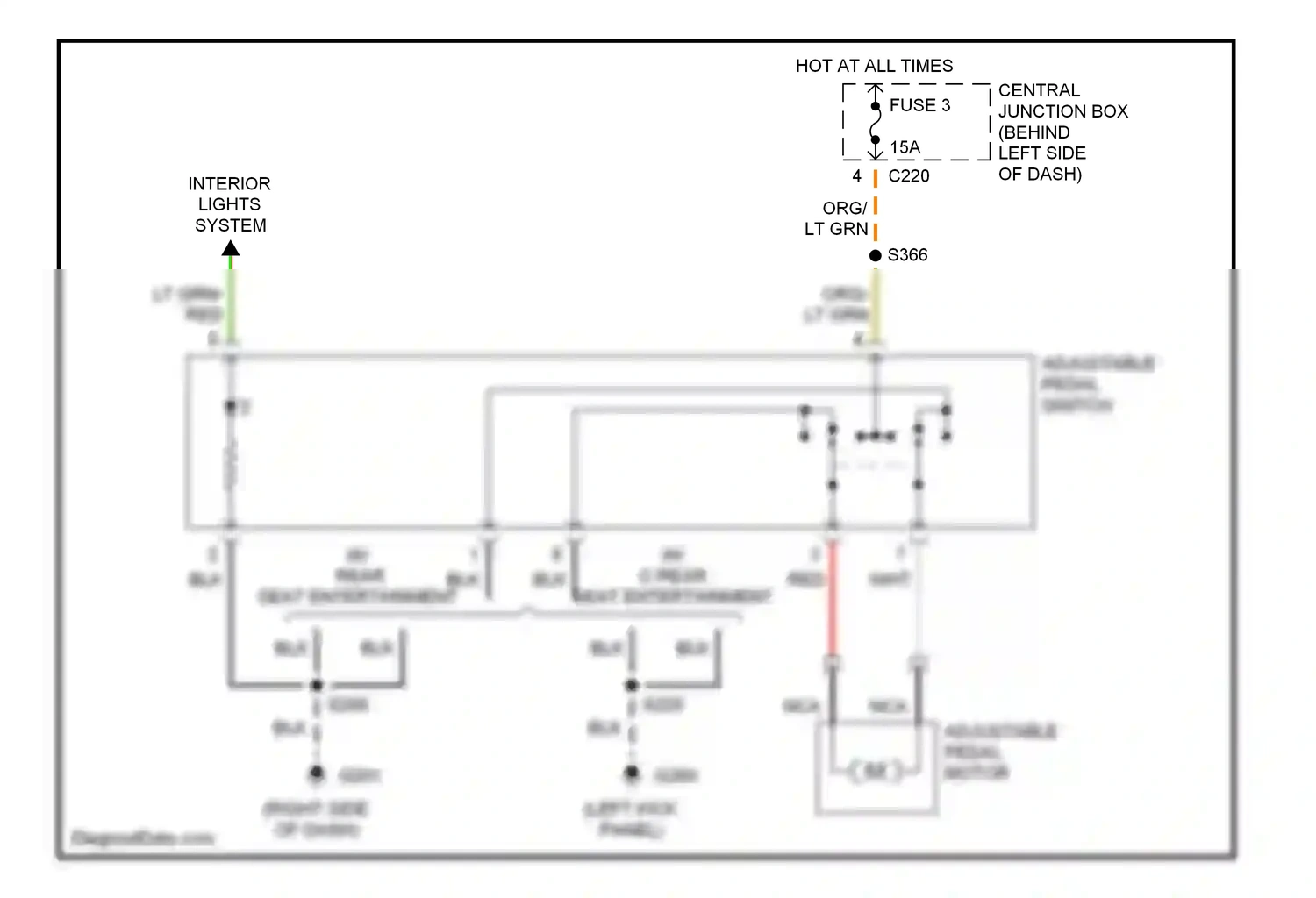Ford Windstar I (1994-2003) (left kick panel) wiring diagram  (11 of 24)