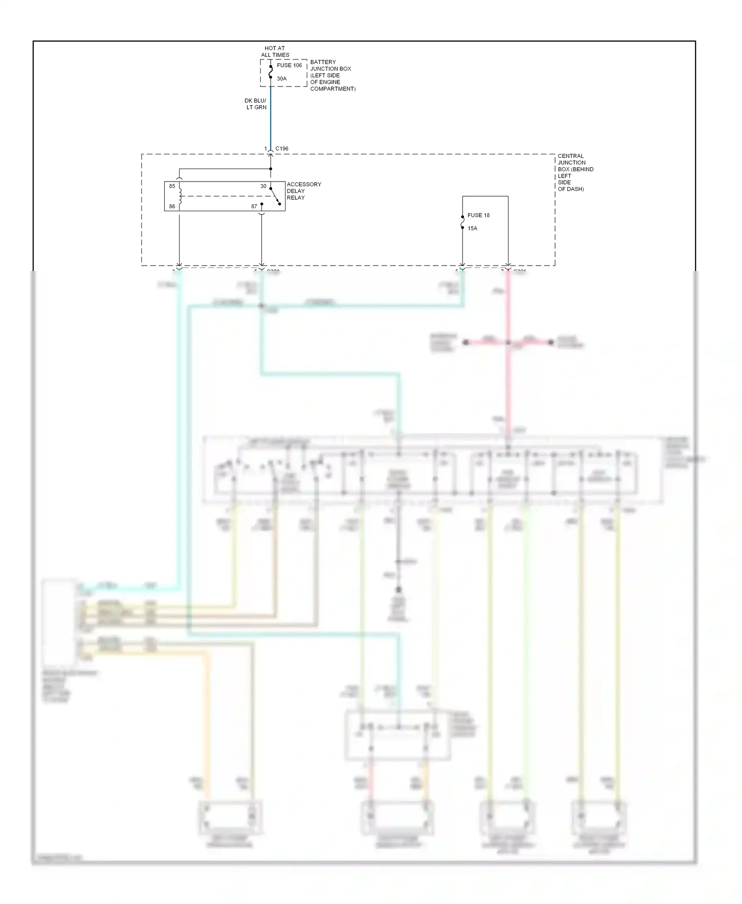 Ford Windstar I (1994-2003) (left kick panel) wiring diagram  (21 of 24)