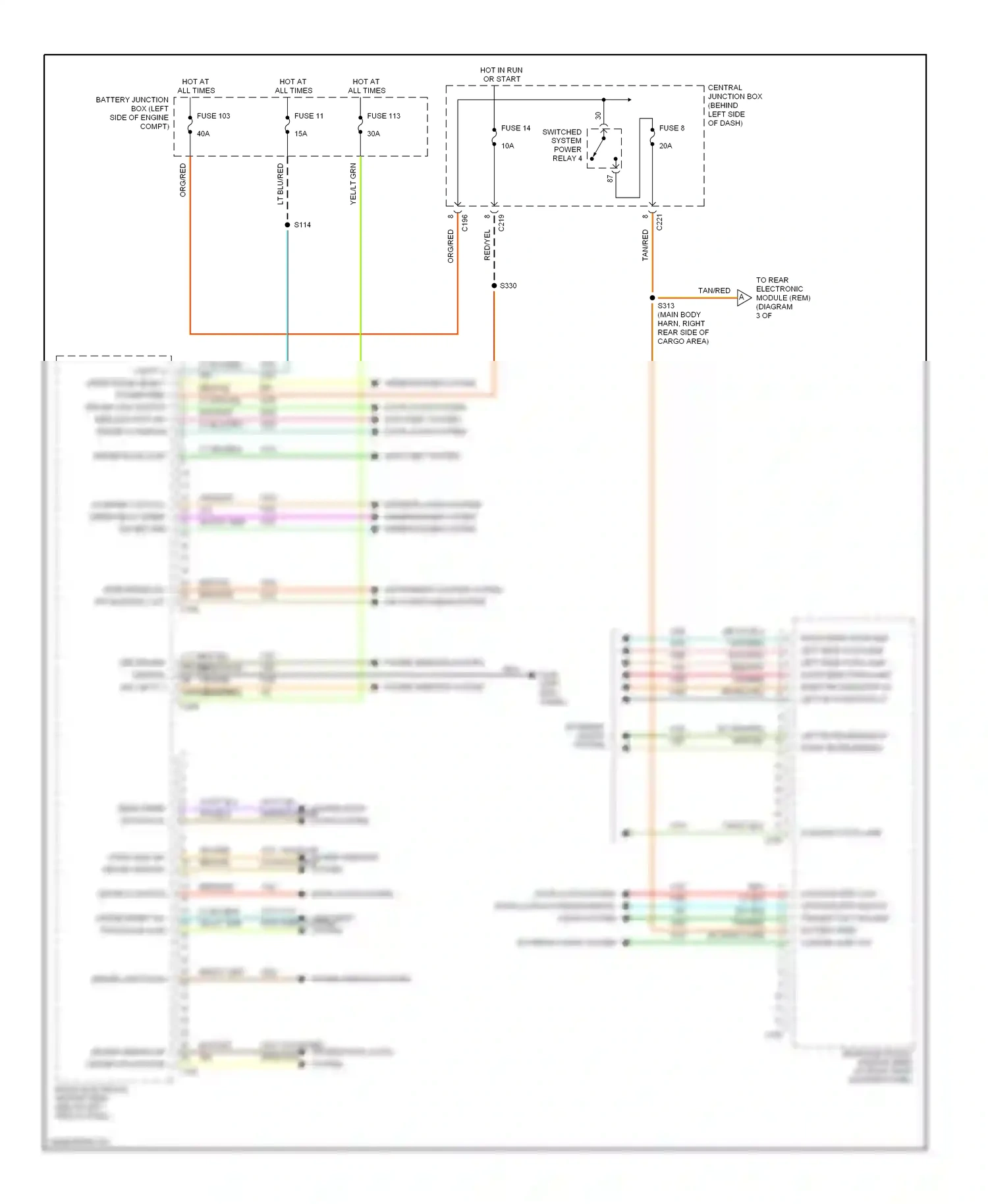 Ford Windstar I (1994-2003) (left kick panel) wiring diagram  (2 of 24)