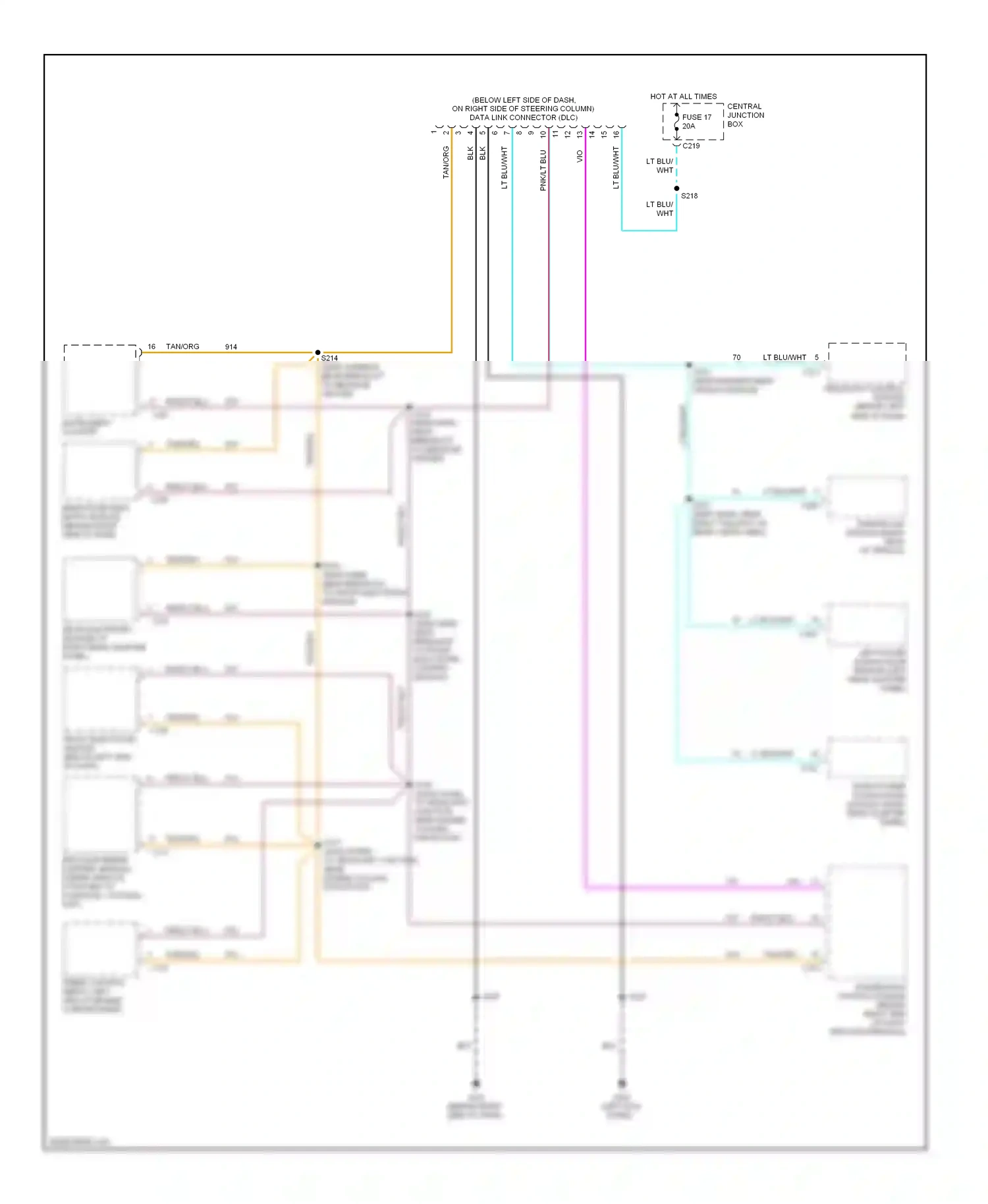 Ford Windstar I (1994-2003) (left kick panel) wiring diagram  (3 of 24)