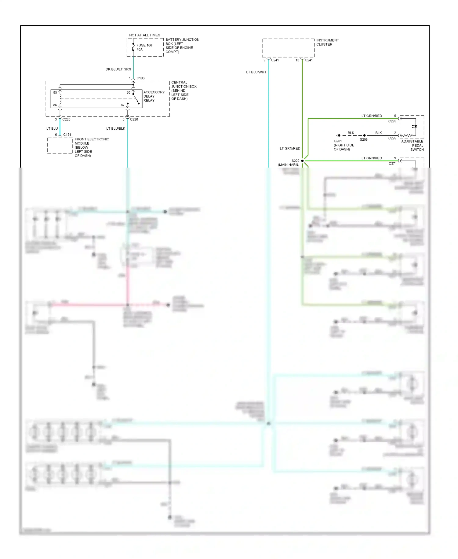 Ford Windstar I (1994-2003) (left kick panel) wiring diagram  (16 of 24)