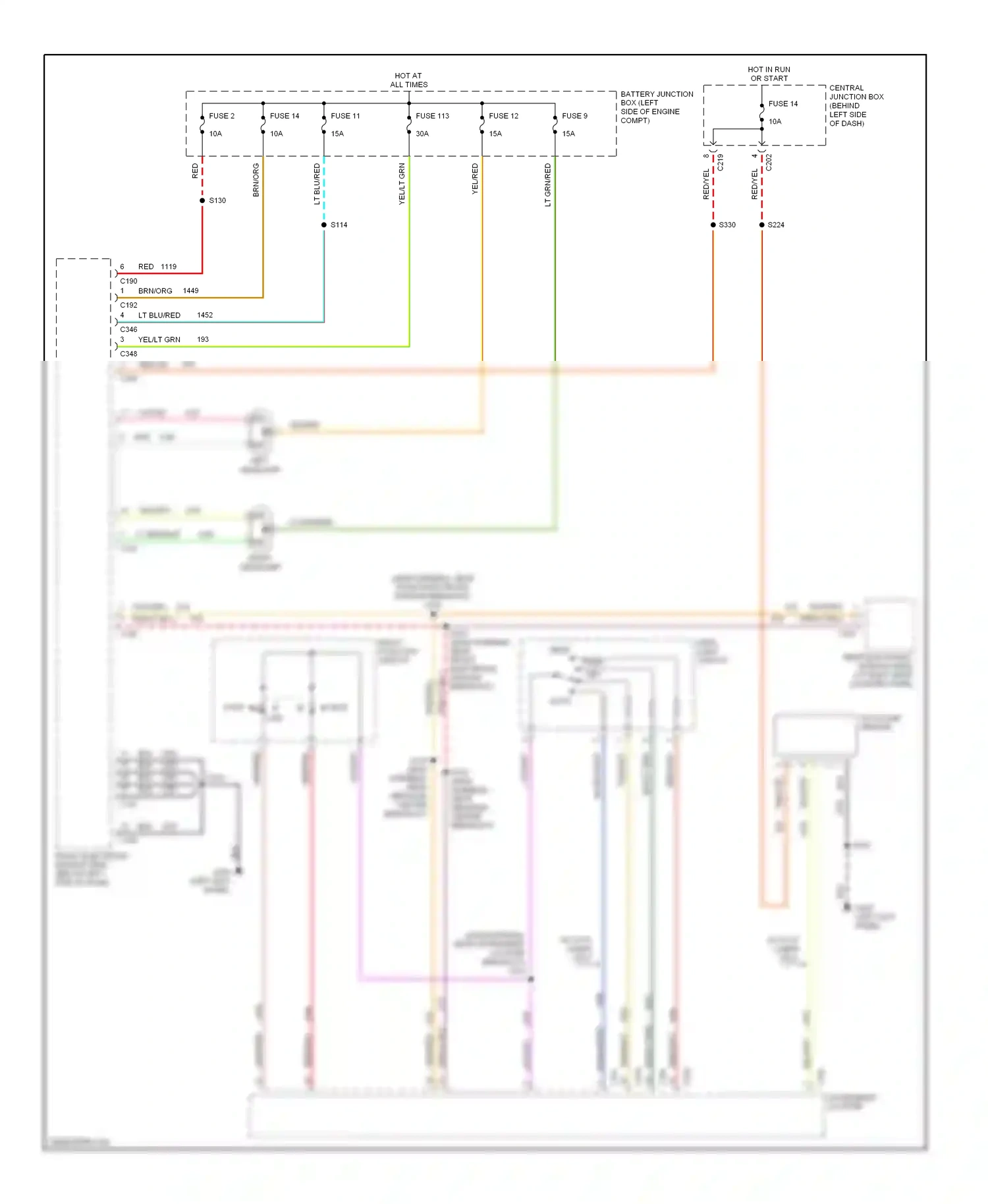 Ford Windstar I (1994-2003) (left kick panel) wiring diagram  (9 of 24)