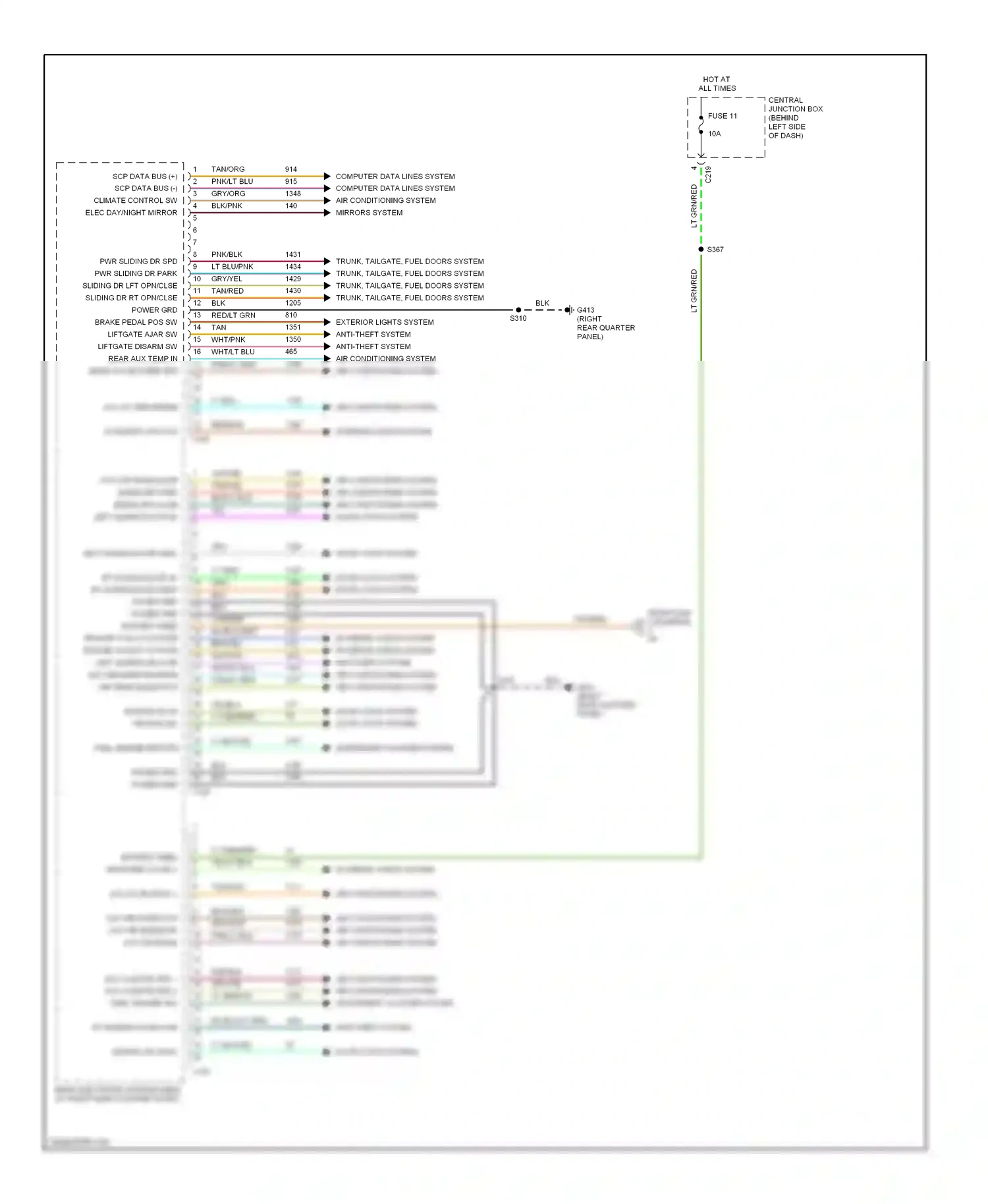 Wiring diagram lt blu/yel for Ford Windstar I (1994-2003) (2 of 8)
