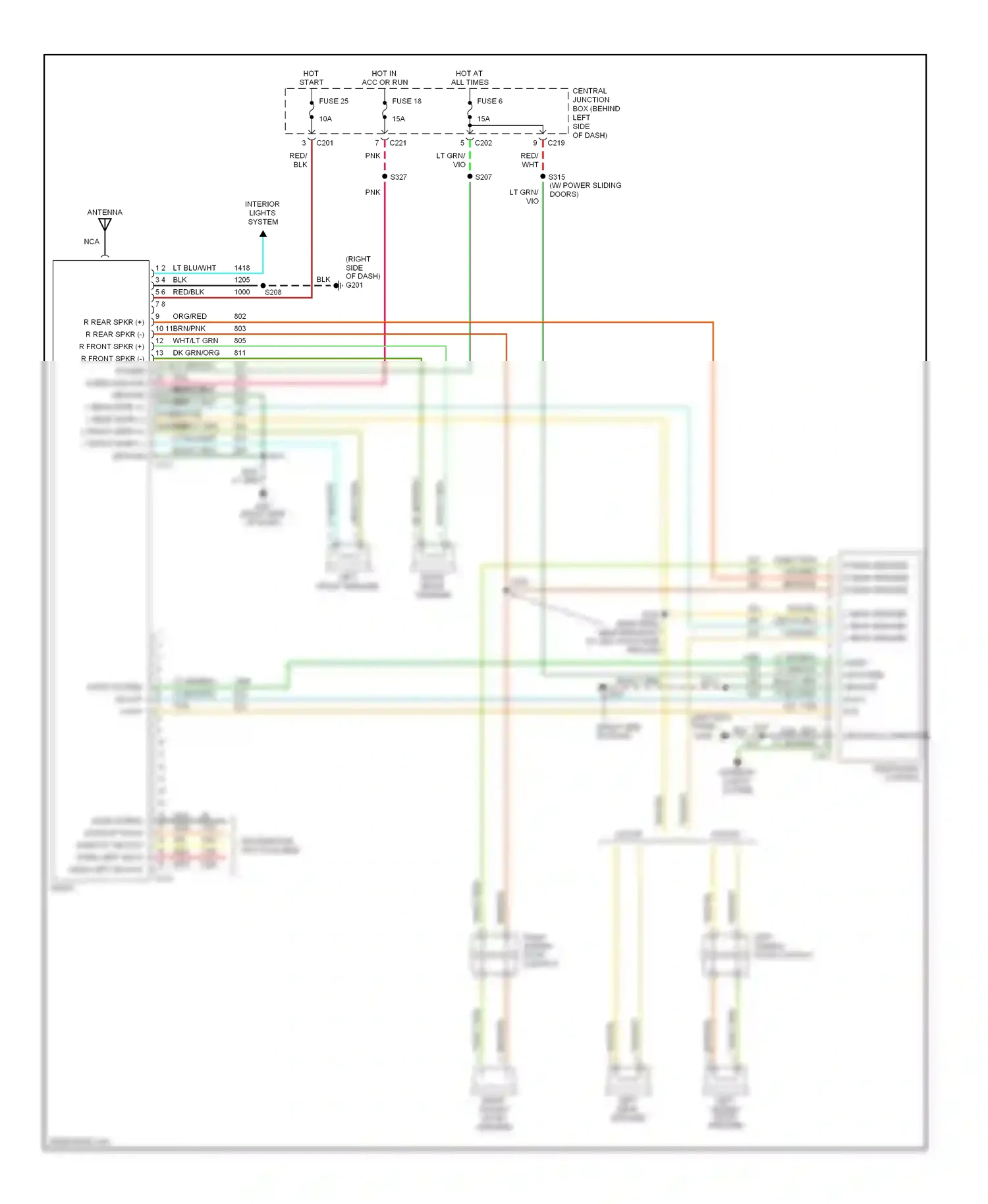 Wiring diagram lt grn/blk for Ford Windstar I (1994-2003) (5 of 10)