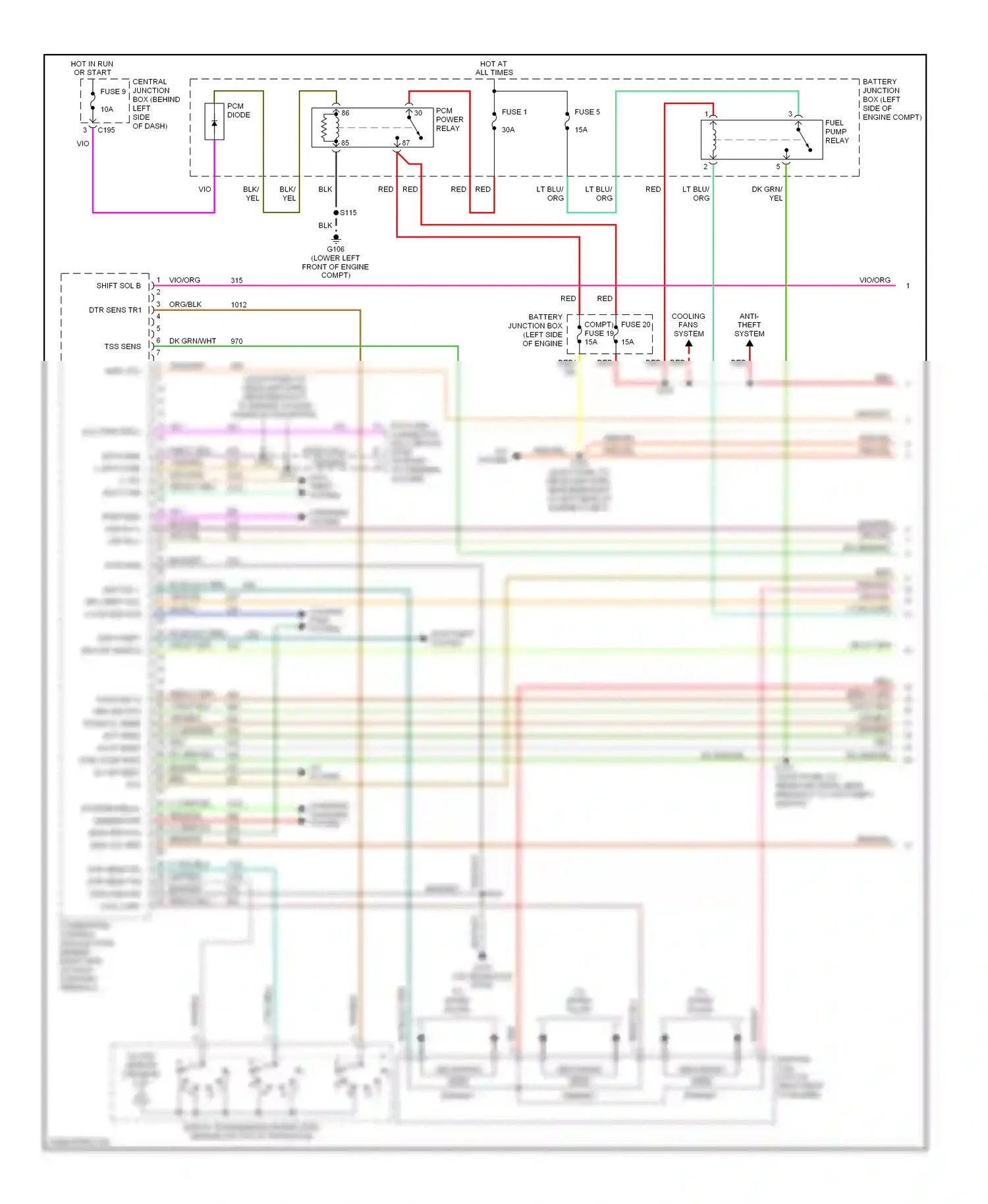 Wiring diagram lt grn/yel for Ford Windstar I (1994-2003) (5 of 5)