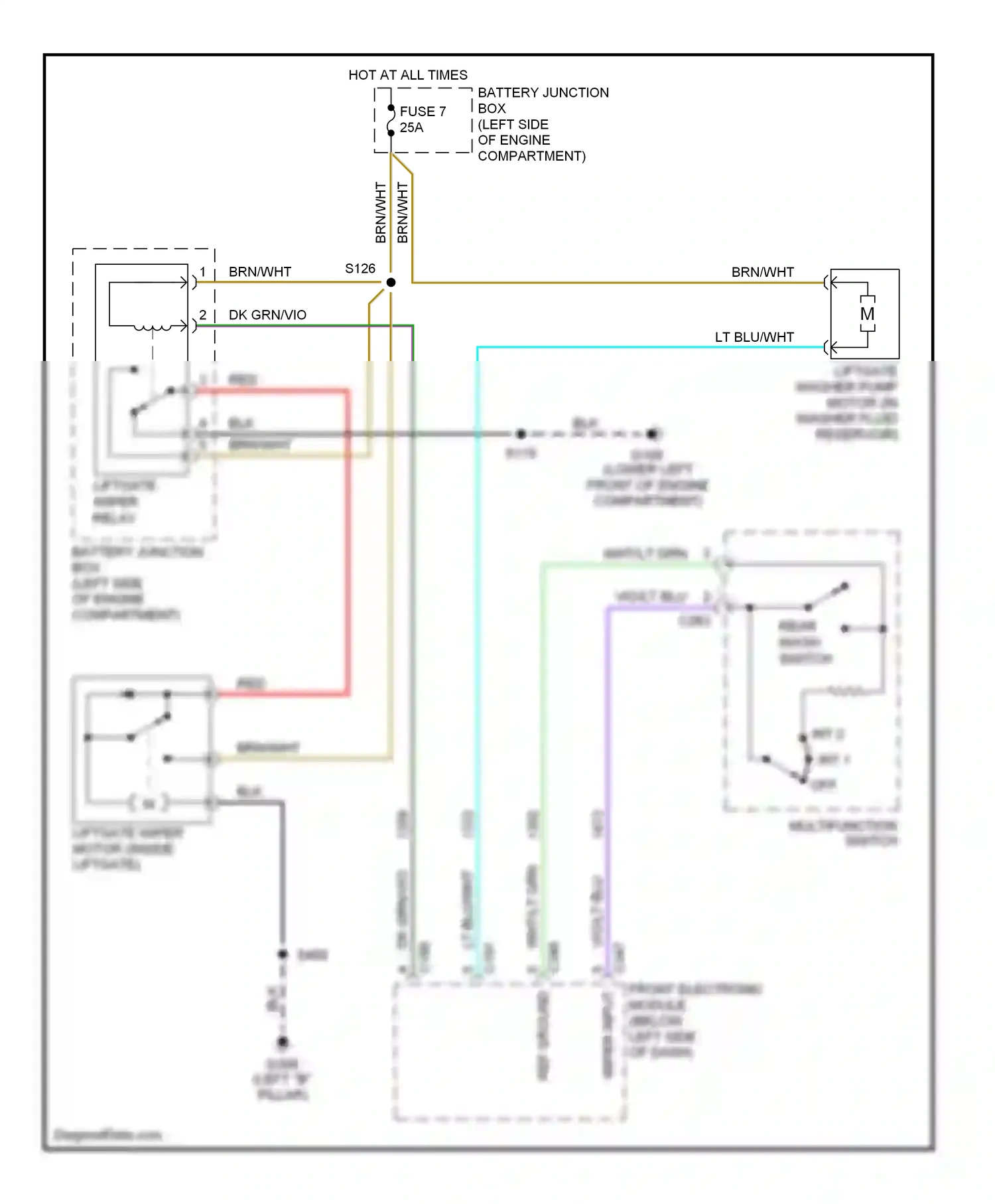 Wiring diagram rear wash switch for Ford Windstar I (1994-2003) (1 of 1)