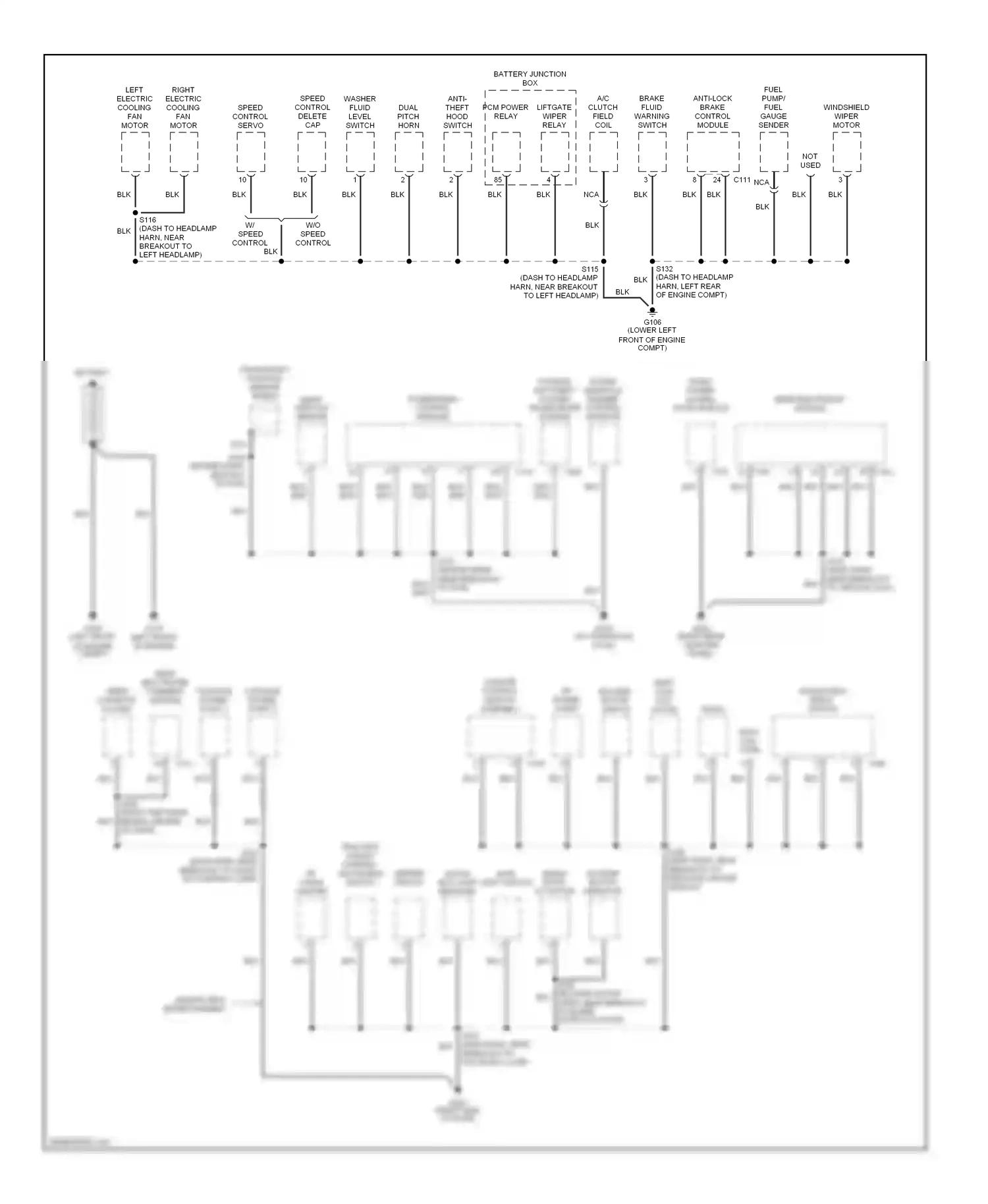 Wiring diagram windshield wiper motor for Ford Windstar I (1994-2003) (1 of 2)