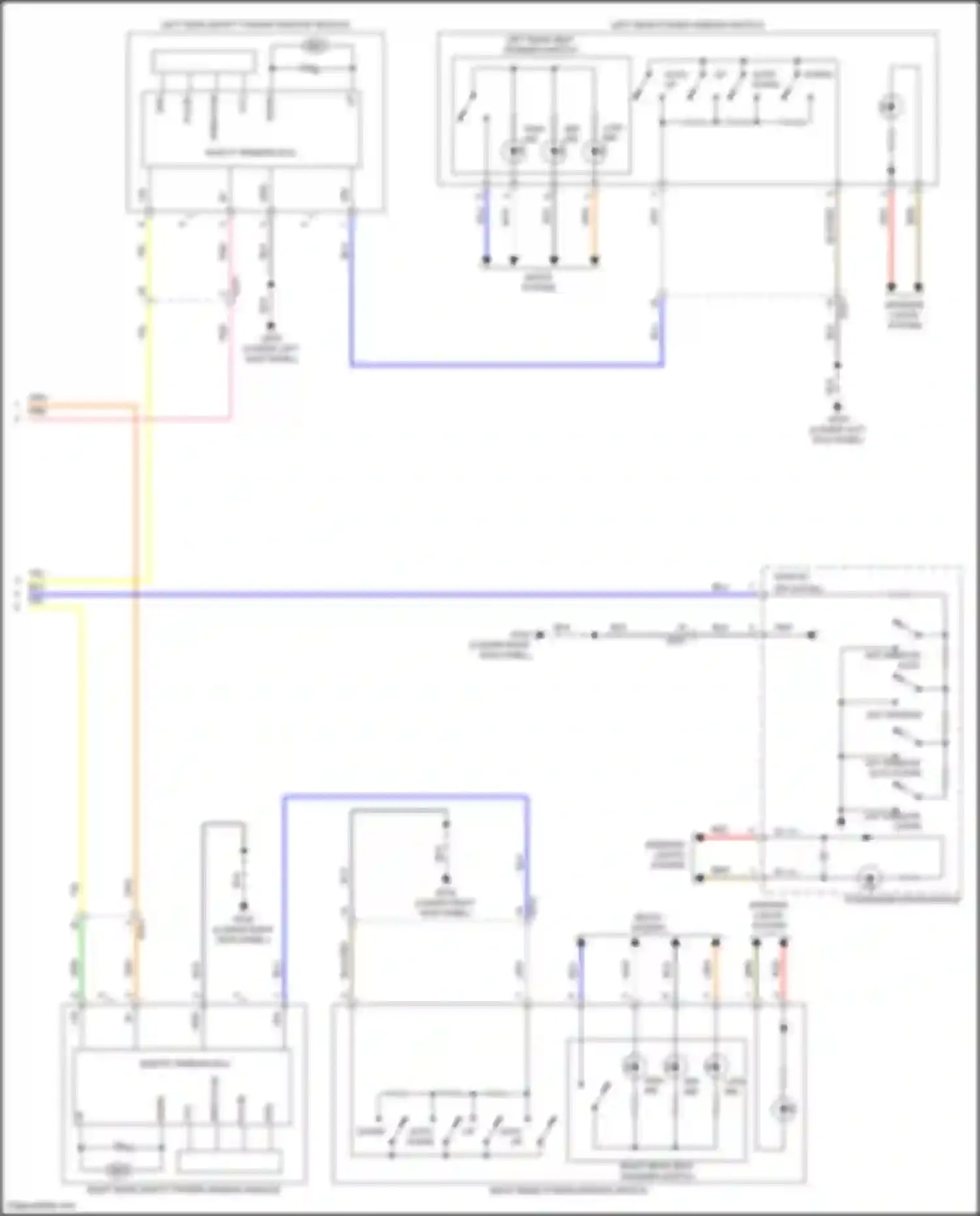 Wiring diagram right rear power window switch for Genesis G70 I facelift (2020-2024) (4 of 5)