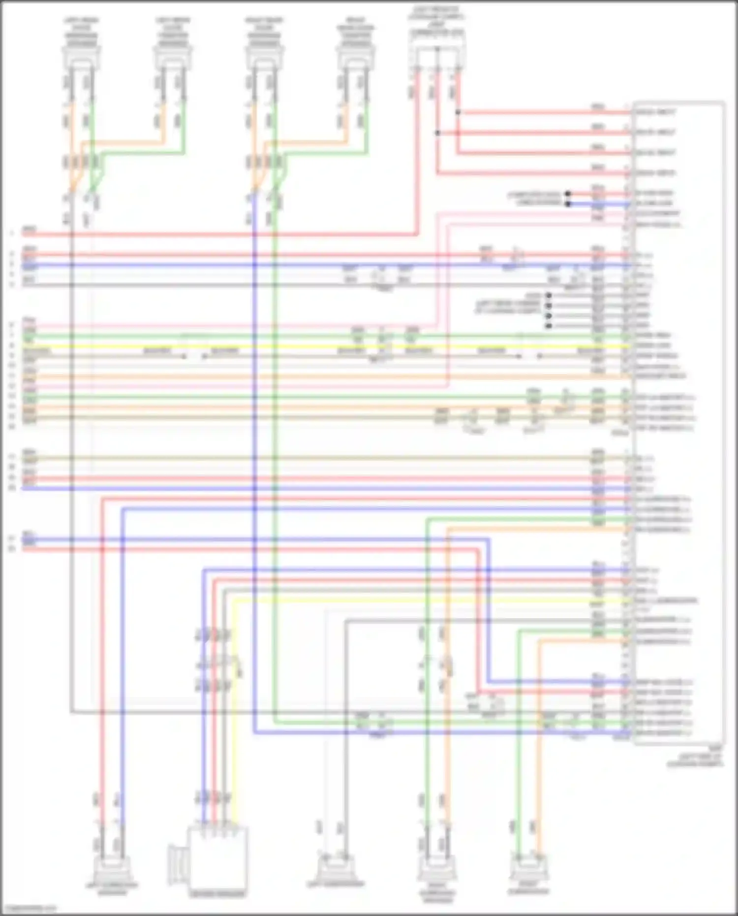Wiring diagram left rear door midrange speaker for Genesis GV80 I facelift (2023-2024) (1 of 2)