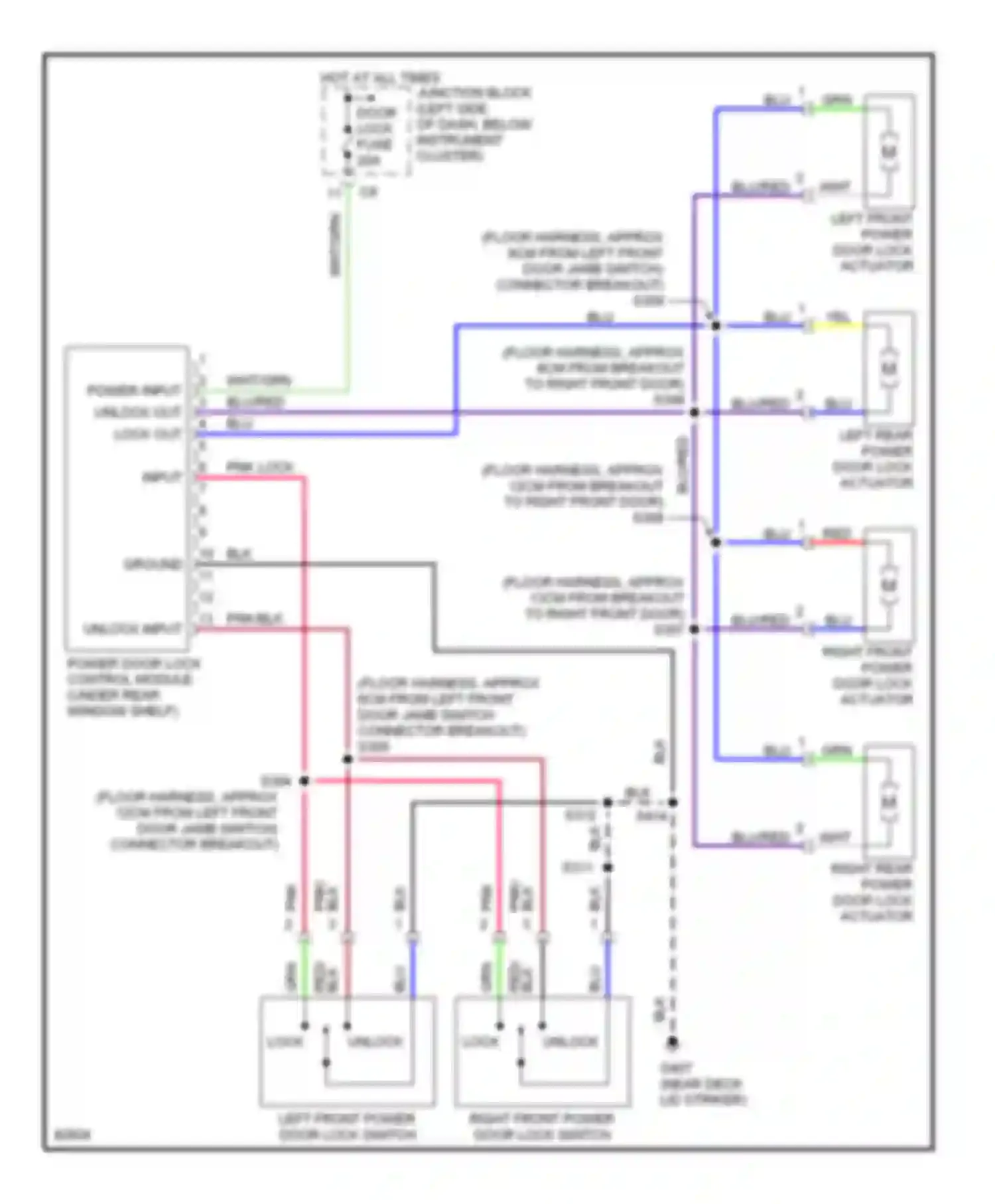 Metro Geo I (1989-1997): Power door lock circuit