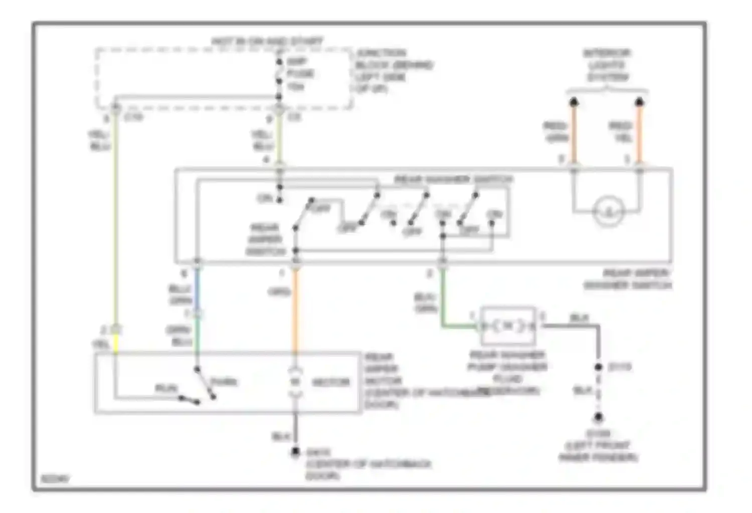 Metro Geo I (1989-1997): Rear washer/wiper circuit