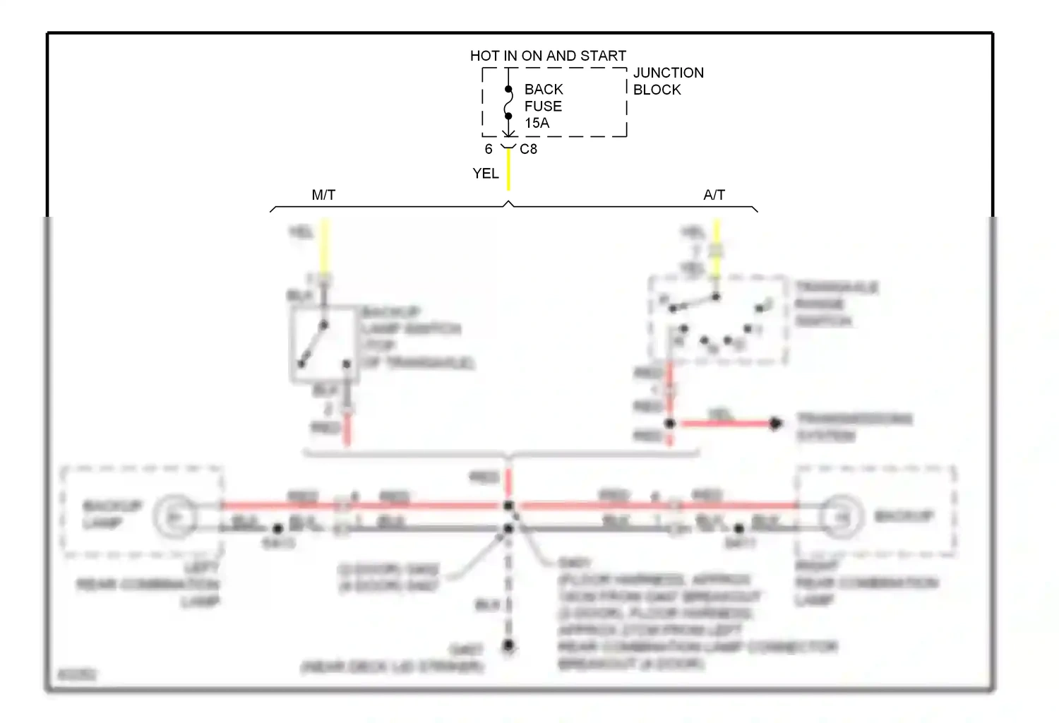 Geo Metro I (1989-1997) transaxle range switch wiring diagram  (1 of 2)