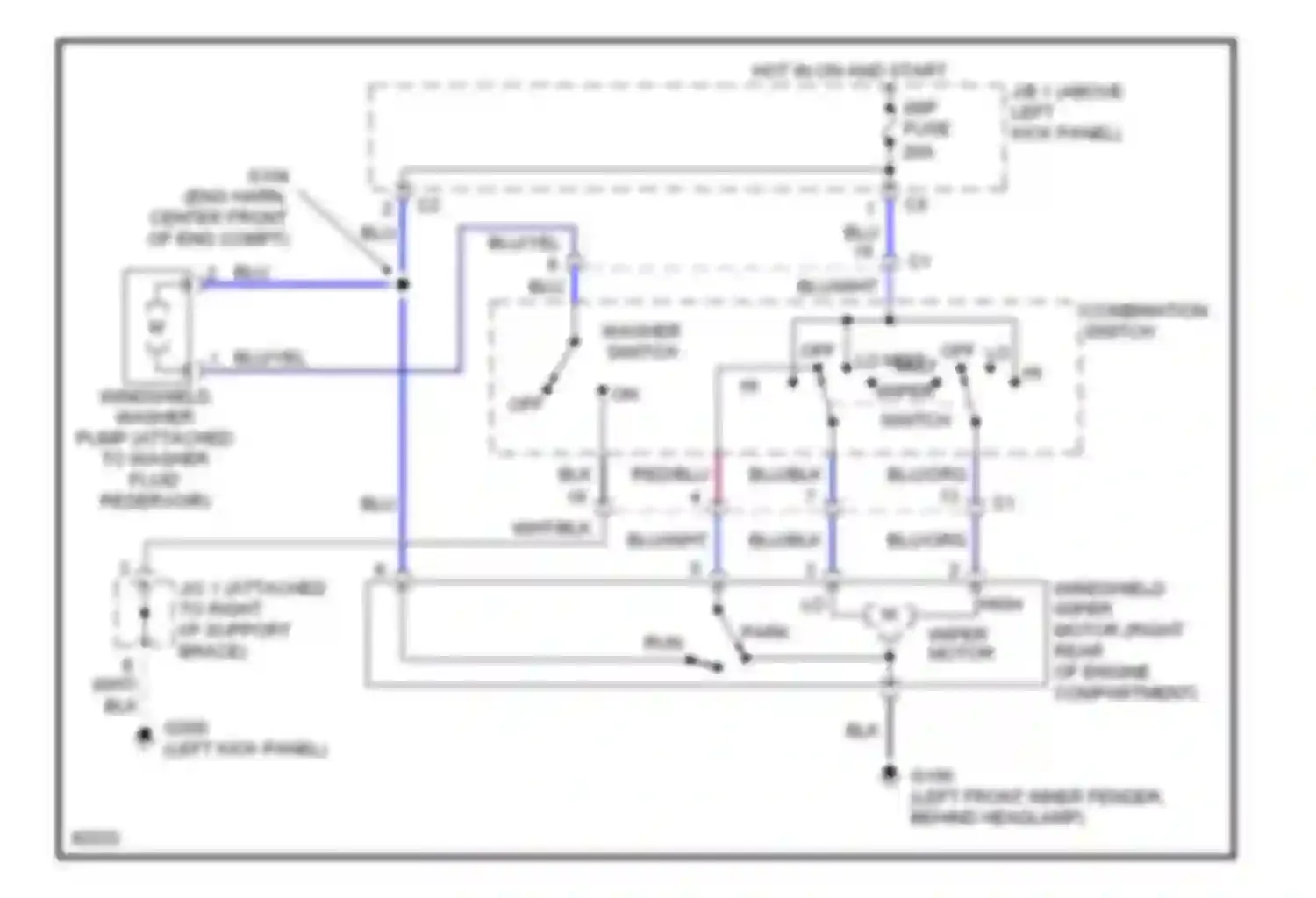 Prizm Geo II (1992-1997): 2-speed wiper/washer circuit