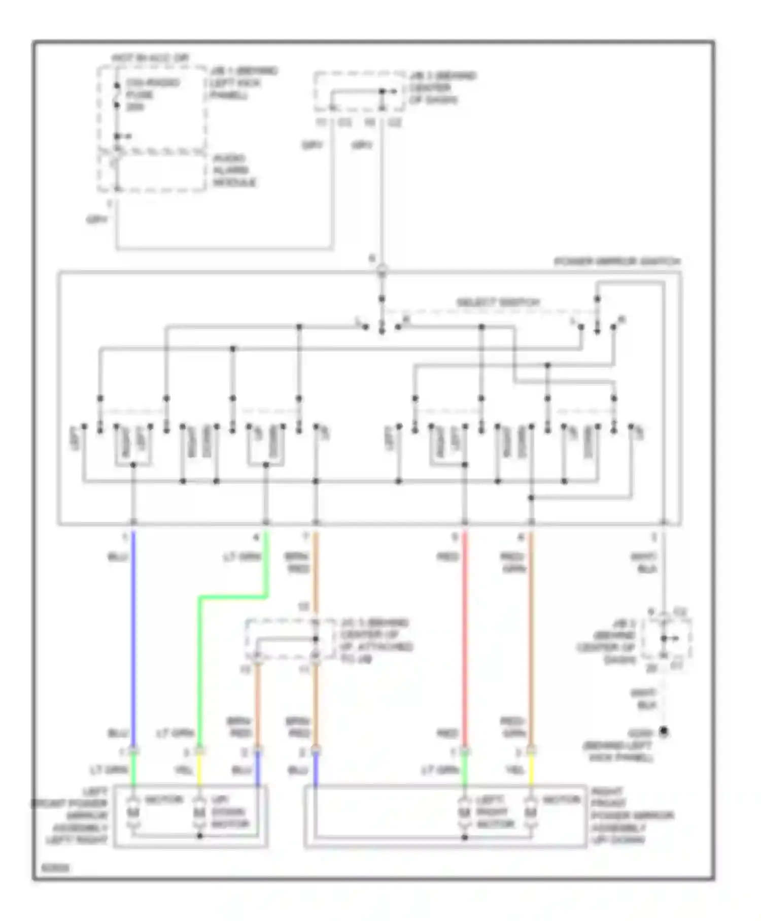 Wiring diagram power mirror switch for Geo Prizm II (1992-1997) (3 of 3)
