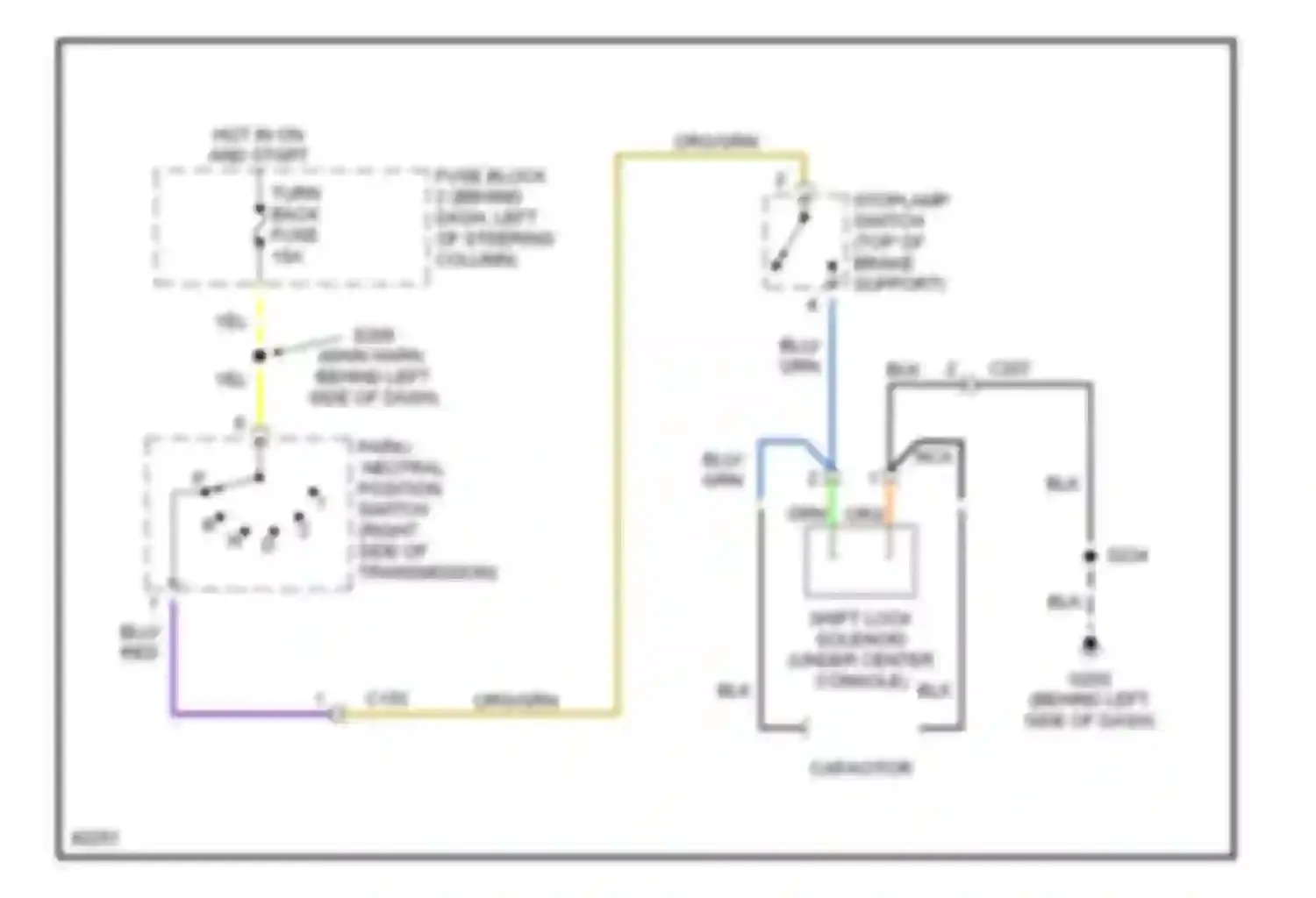 Tracker Geo I (1989-1998): Shift interlock circuit, 4 speed a/t without cruise