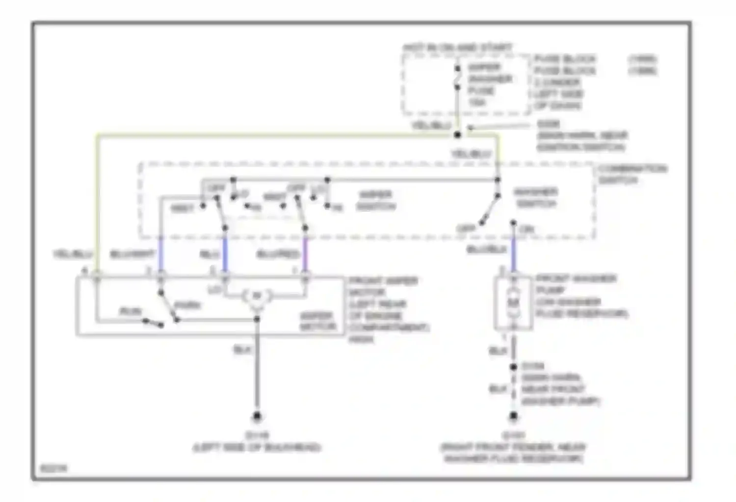 Tracker Geo I (1989-1998): 2-speed wiper/washer circuit