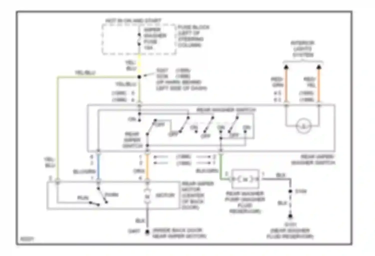 Tracker Geo I (1989-1998): Rear washer/wiper circuit