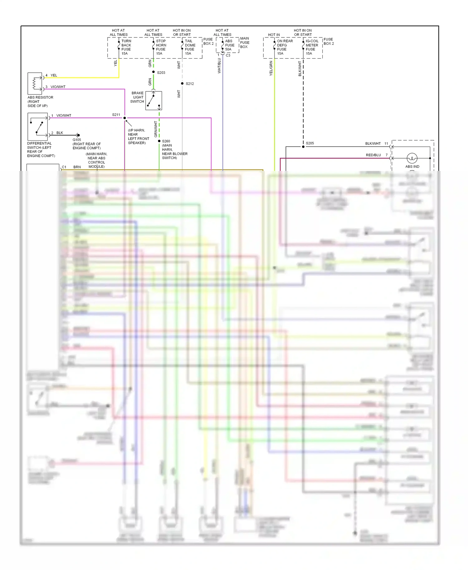Geo Tracker I (1989-1998) engine control module (left kick panel) wiring diagram  (1 of 1)