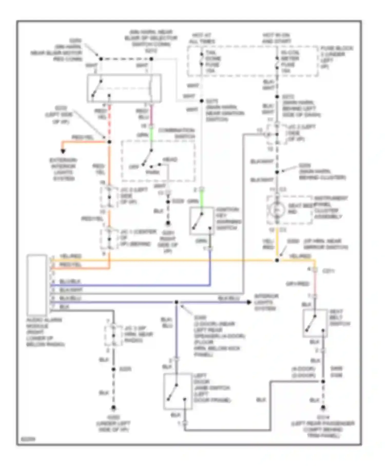 Wiring diagram instrument panel cluster assembly seat belt ind for Geo Tracker I (1989-1998) (1 of 1)