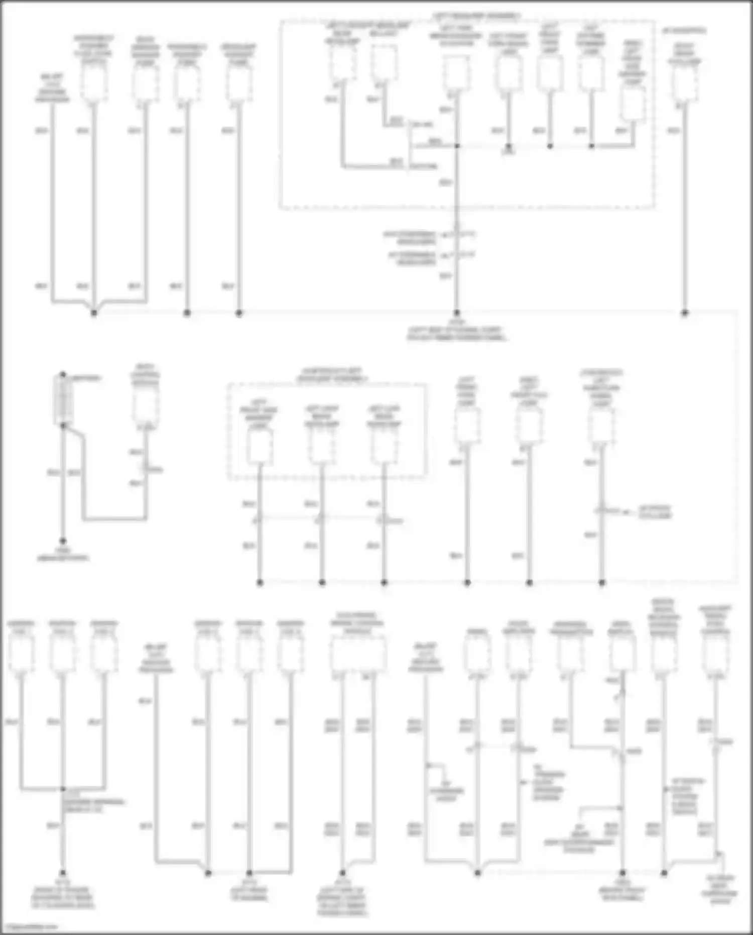 Acadia GMC I facelift (2013-2016): Ground distribution circuit (1 of 6)