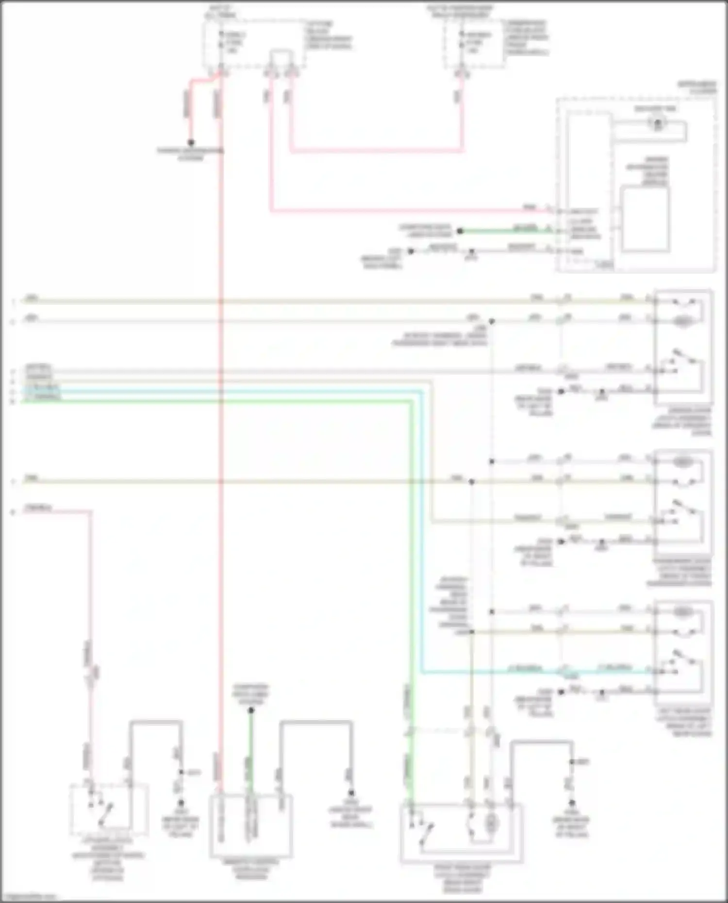 Acadia GMC I facelift (2013-2016): Power door locks circuit, w/o express up/down (2 of 2)
