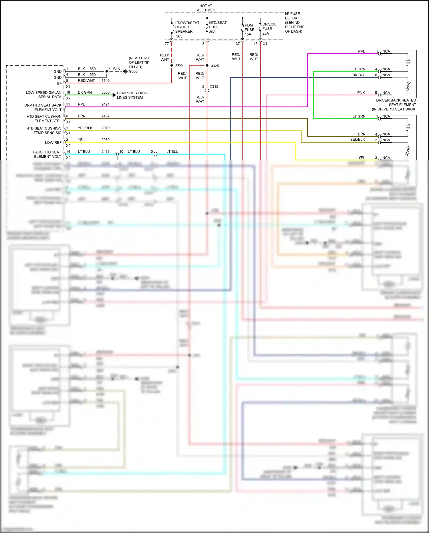 Wiring diagram driver back heated seat element for GMC Acadia I facelift (2013-2016) (1 of 4)