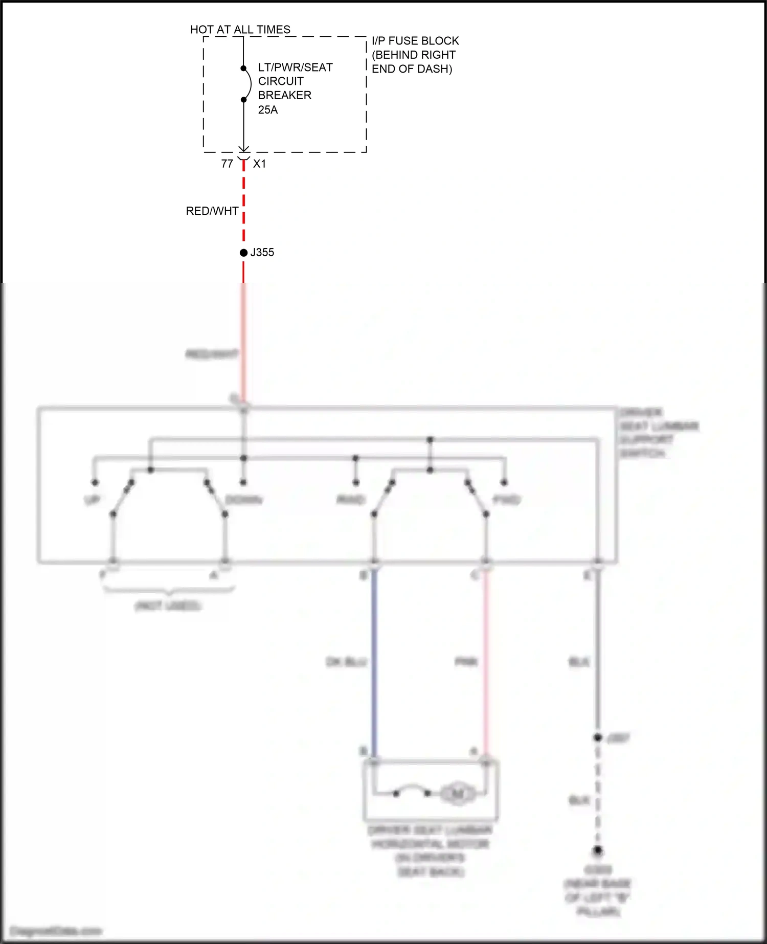 Wiring diagram driver seat lumbar support switch for GMC Acadia I facelift (2013-2016) (1 of 2)