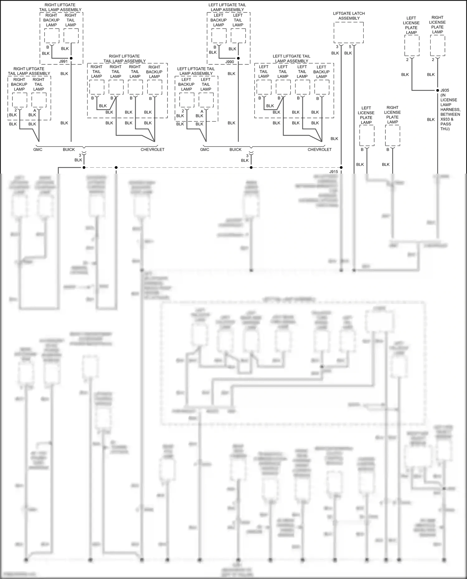 Wiring diagram left left tail/stop left rear side lamp tail/stop marker lamp lamp for GMC Acadia I facelift (2013-2016) (1 of 1)