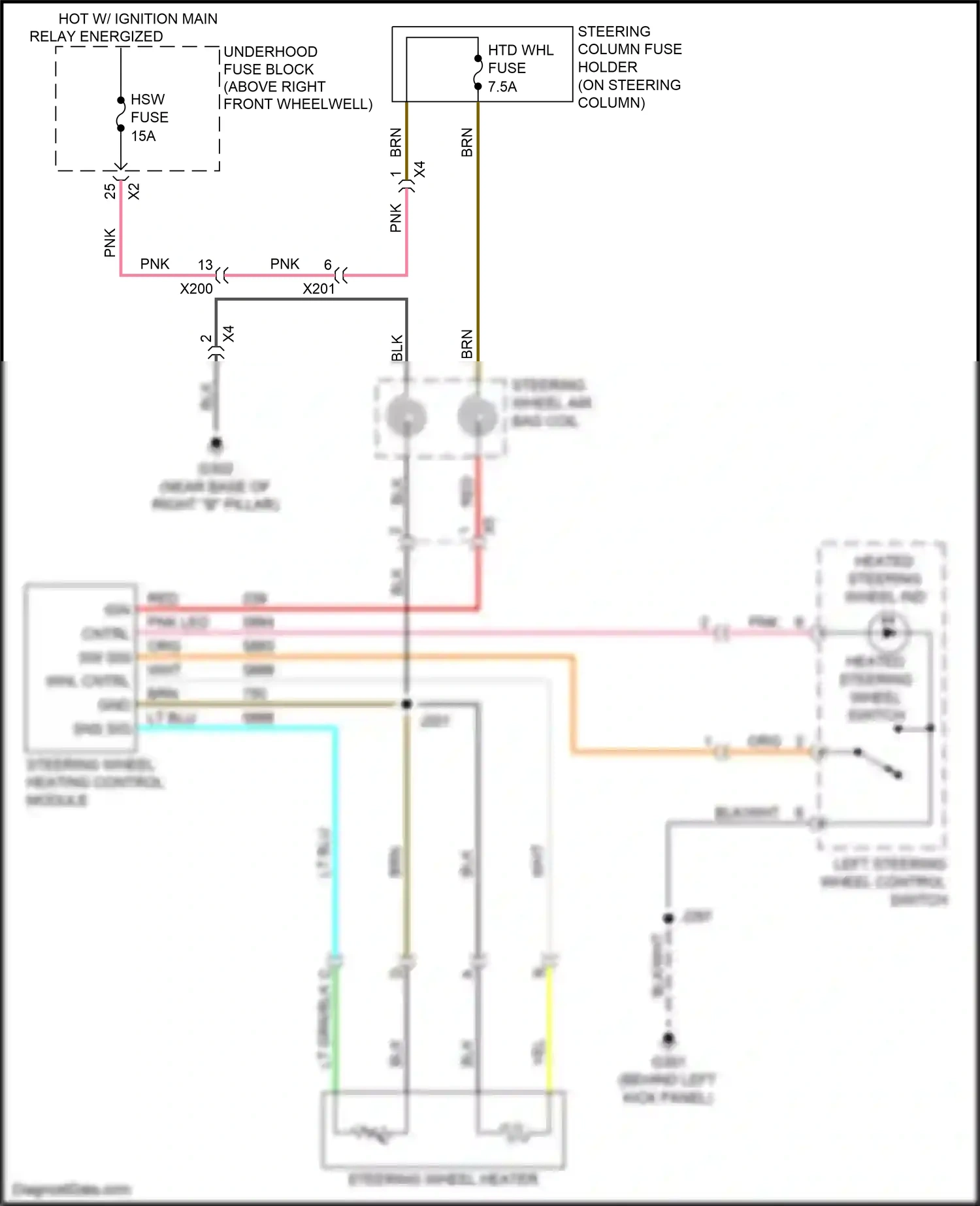 Wiring diagram left steering wheel control switch for GMC Acadia I facelift (2013-2016) (2 of 3)