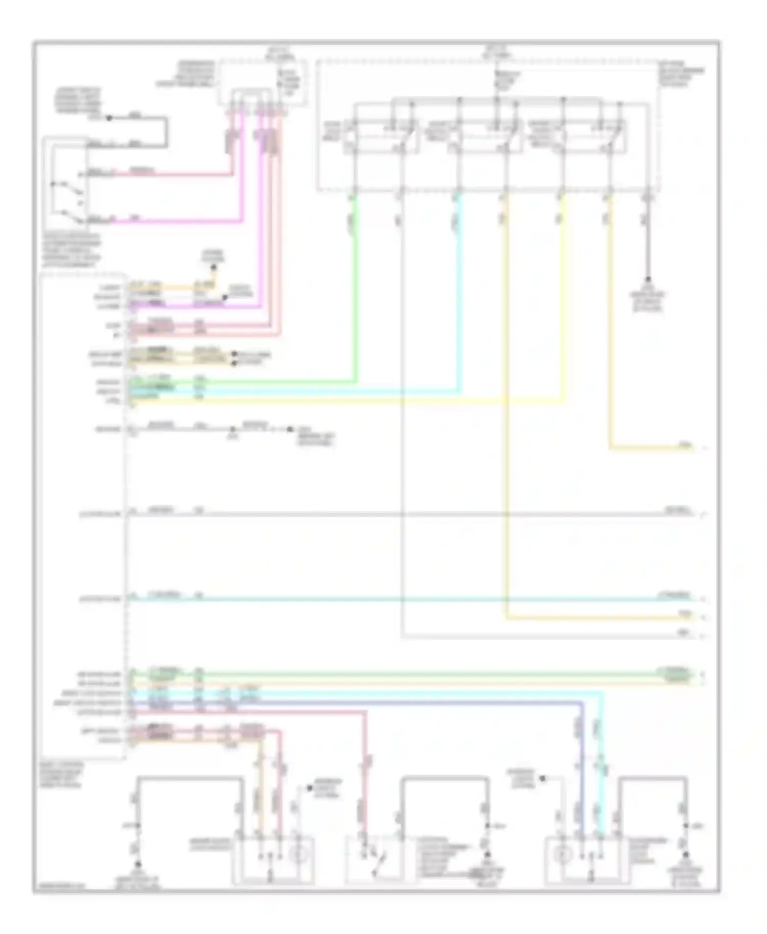 Acadia GMC I (2006-2013): Power door locks circuit, without express up/down windows (1 of 2)