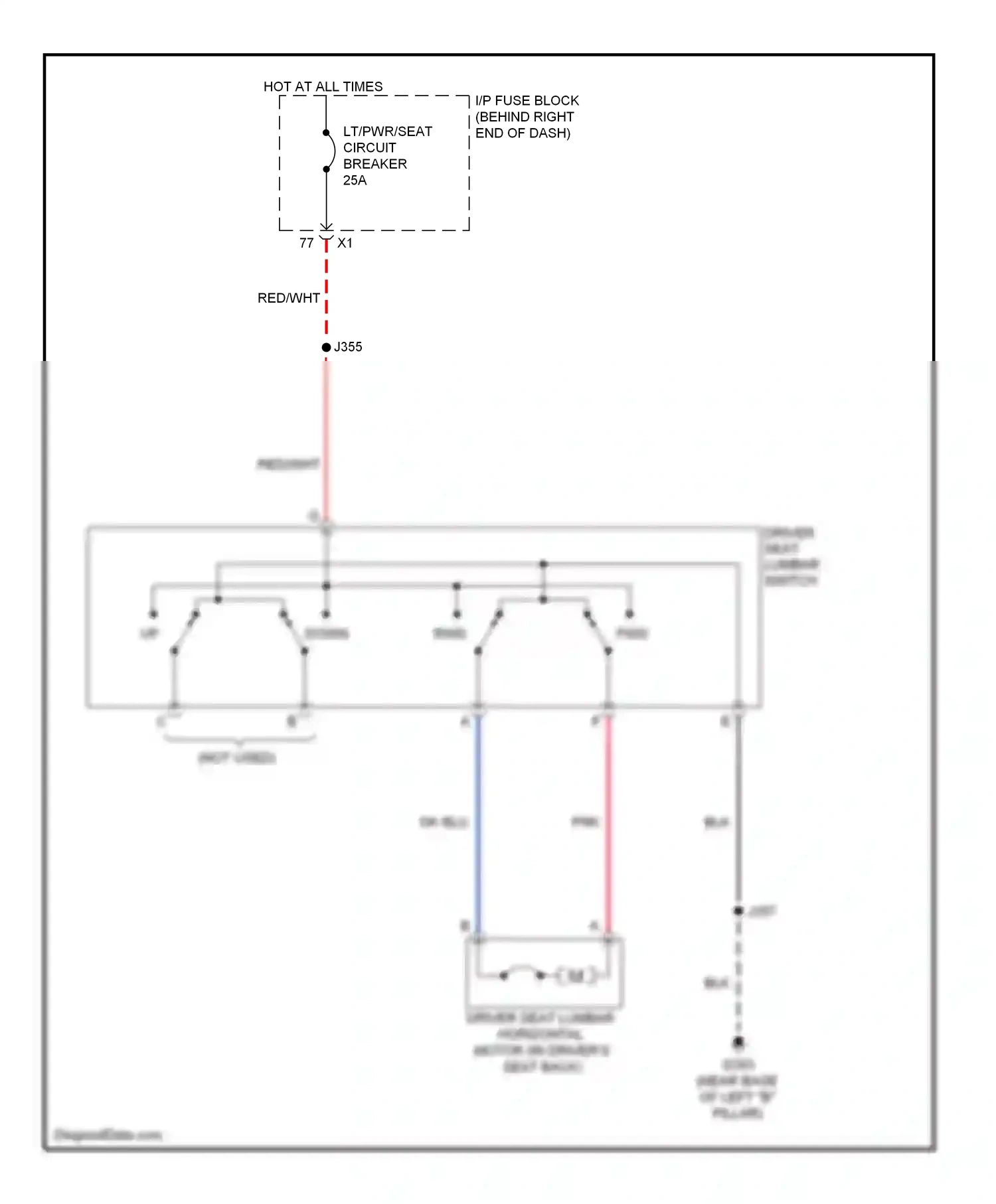 Wiring diagram driver seat lumbar switch for GMC Acadia I (2006-2013) (1 of 2)