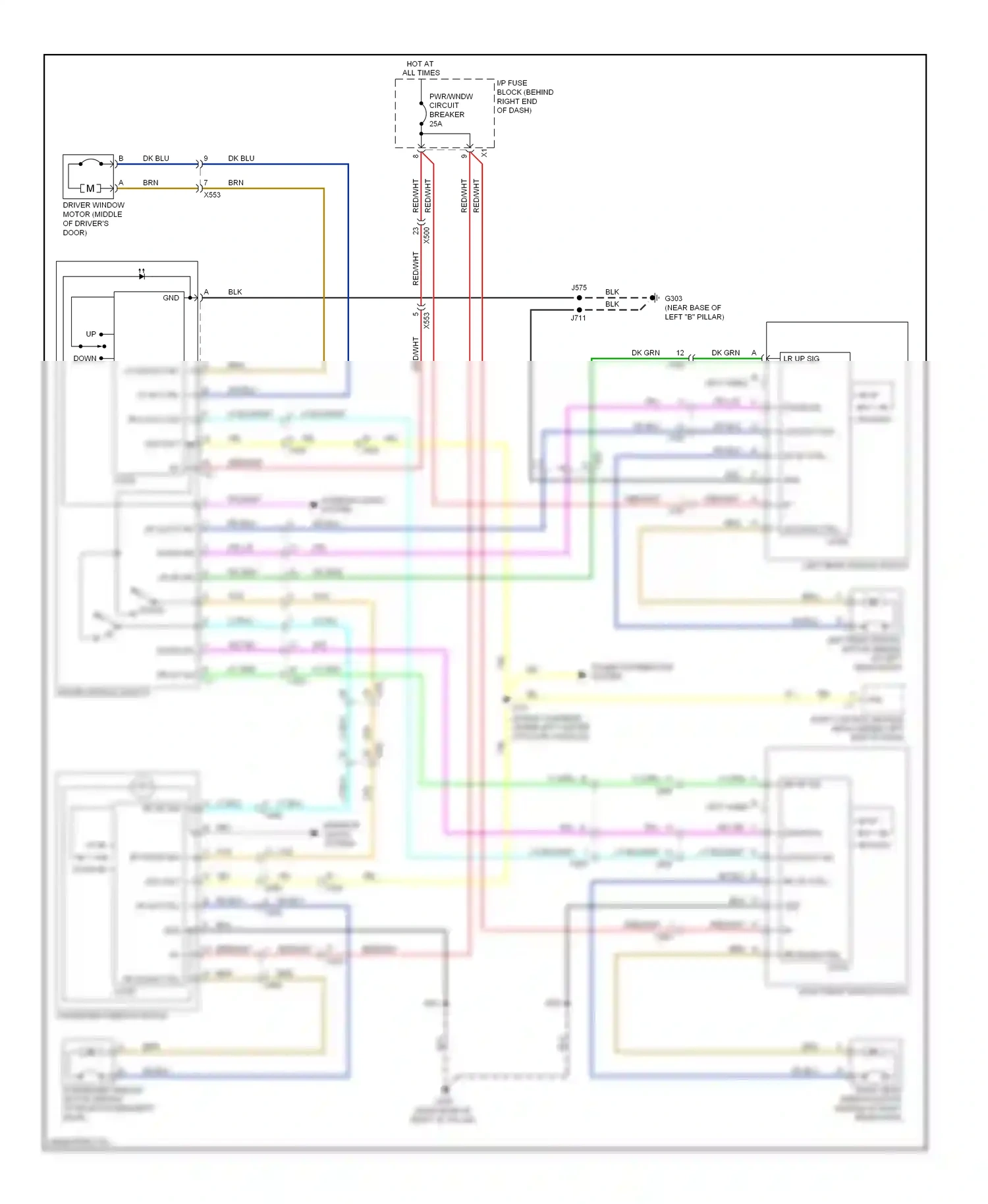 Wiring diagram driver window switch for GMC Acadia I (2006-2013) (4 of 4)