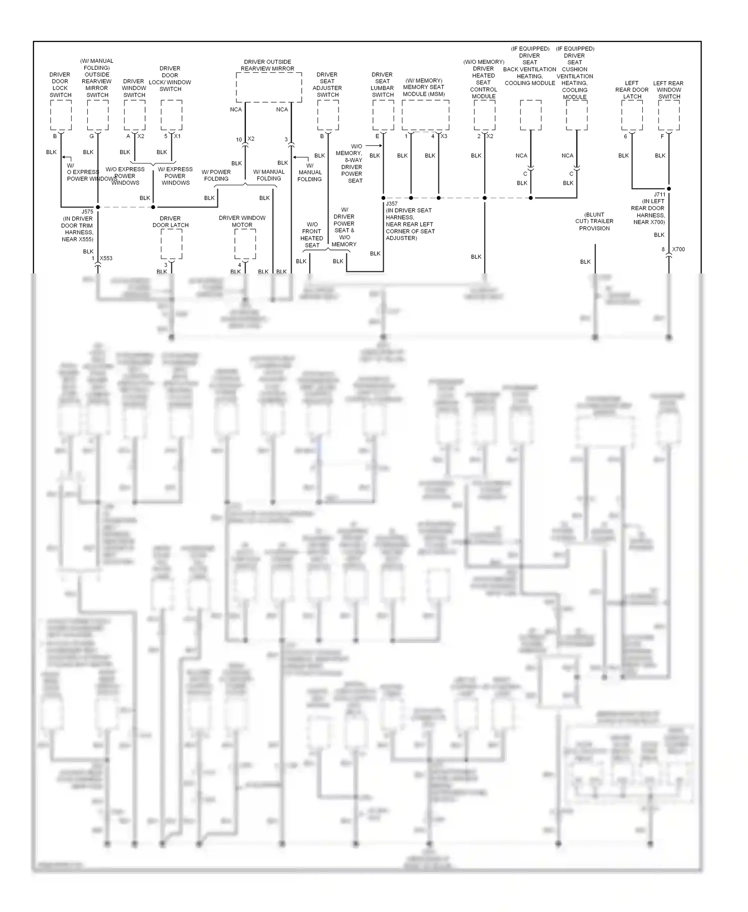 Wiring diagram passenger door lock/ window switch for GMC Acadia I (2006-2013) (2 of 6)