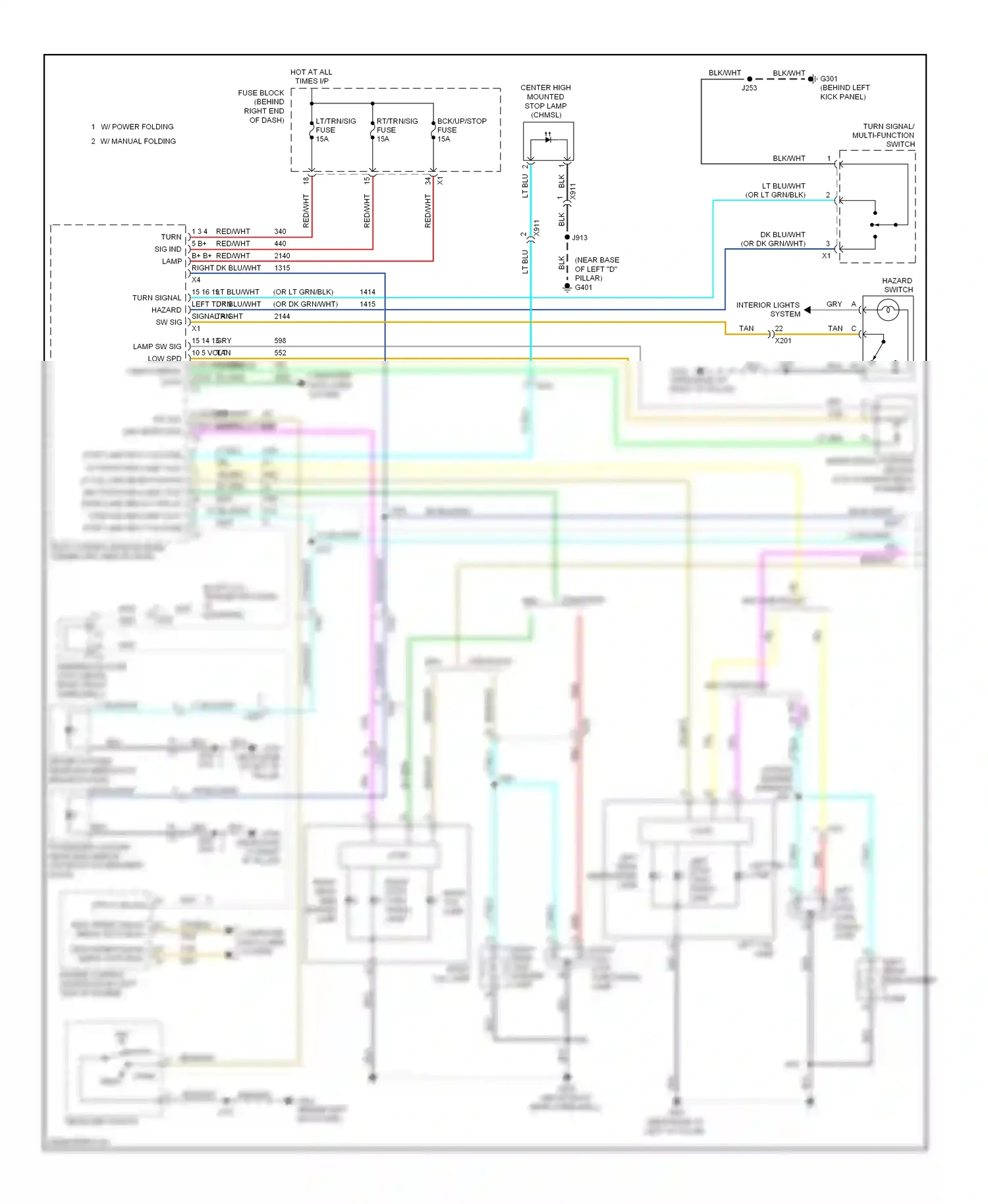 Wiring diagram w/ power folding w/ manual folding for GMC Acadia I (2006-2013) (1 of 1)