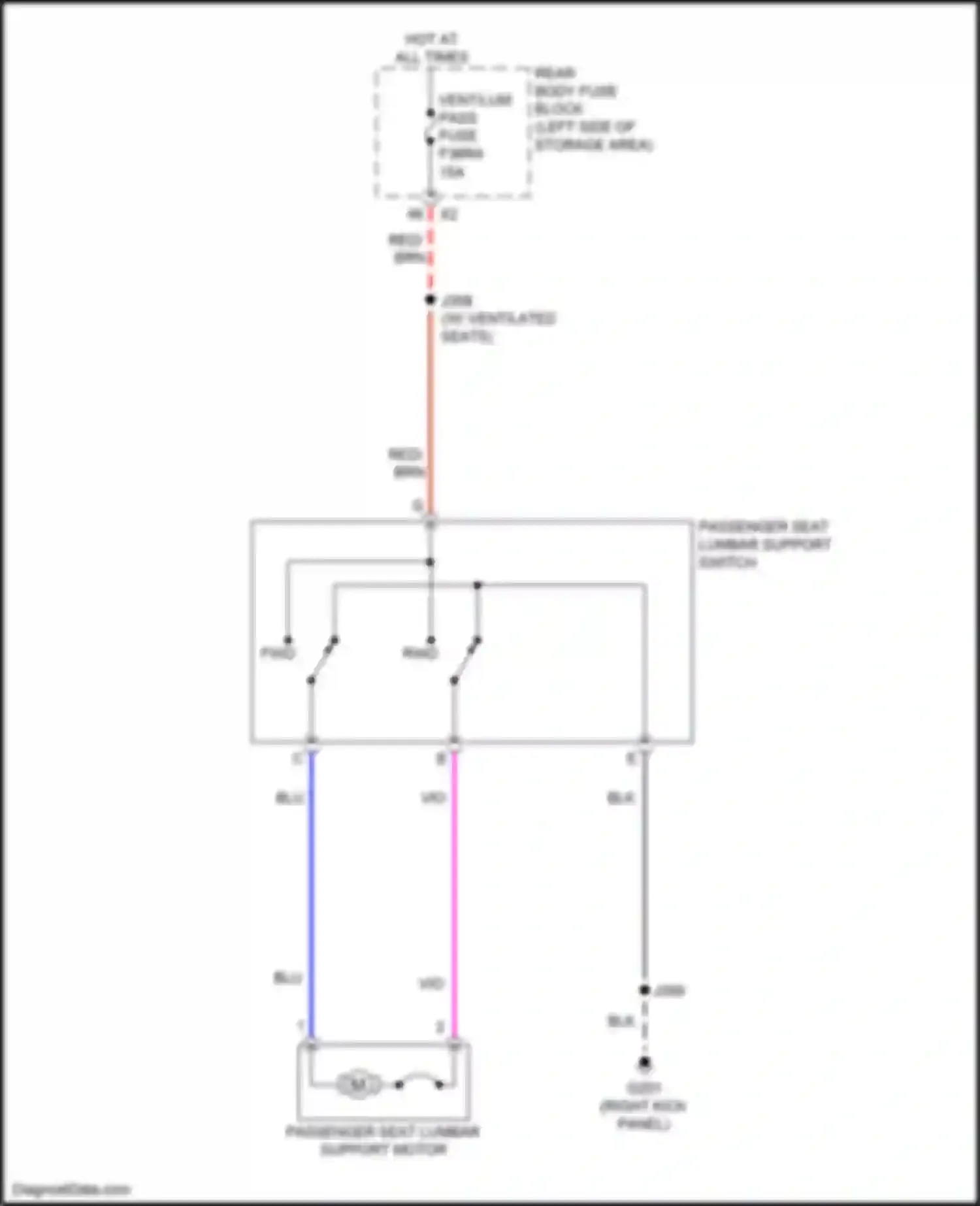 Car Wiring Diagrams for Acadia GMC II facelift (2019-2024): Passenger"s lumbar circuit