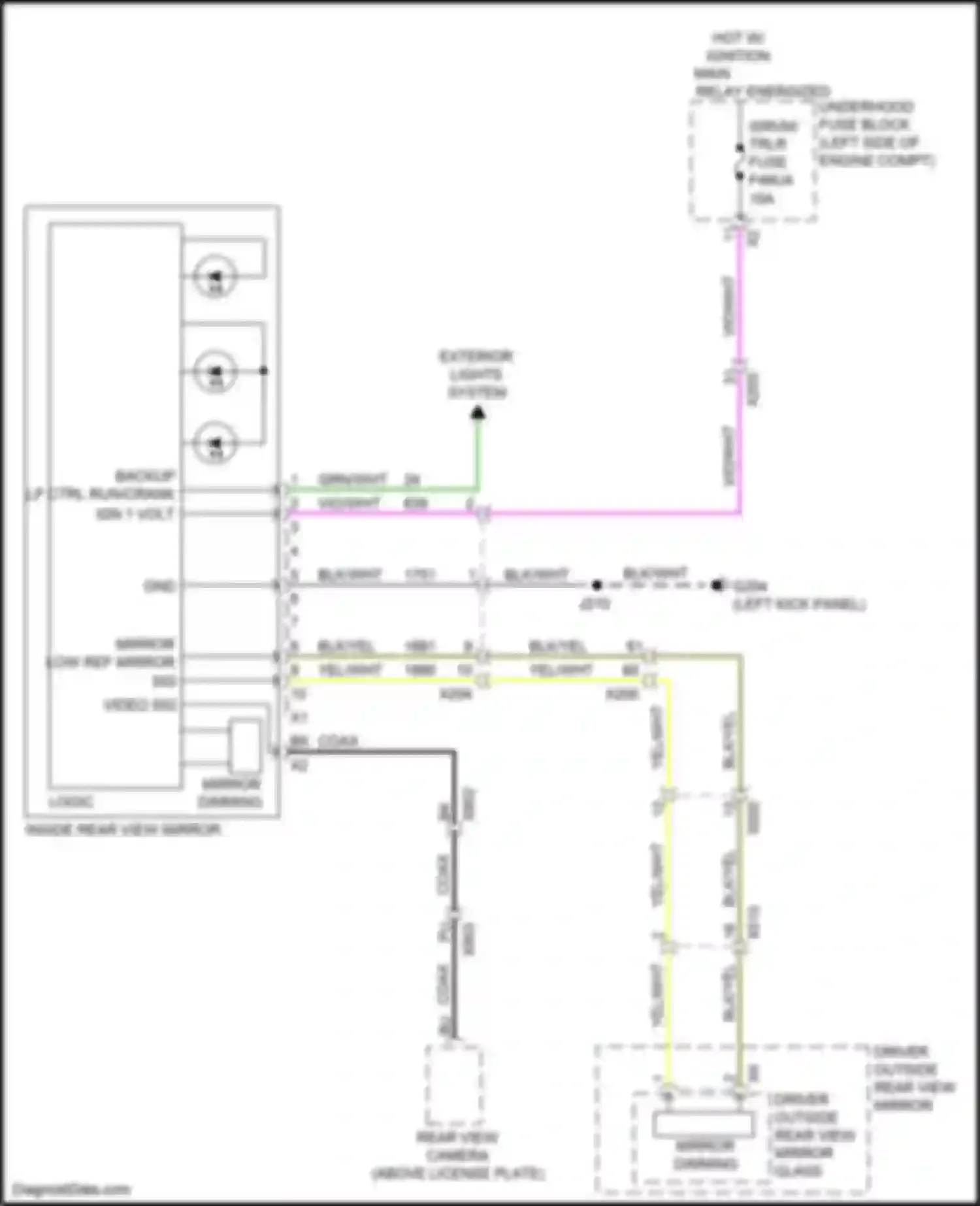 Wiring diagram driver outside rear- view mirror for GMC Acadia II facelift (2019-2024) (3 of 7)