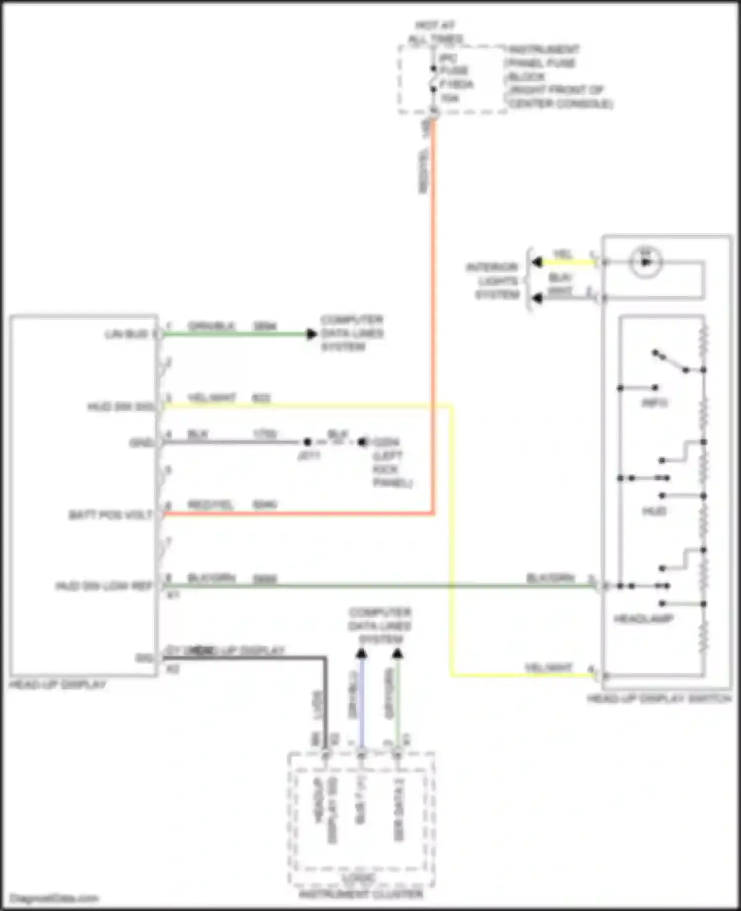 Wiring diagram head-up display switch for GMC Acadia II facelift (2019-2024) (1 of 1)